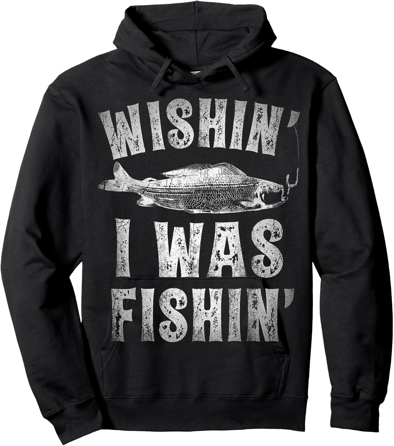 Wishin' I Was Fishin' T shirt Men Women Fishing Kids Boys Hoodie - Hoodie | Black