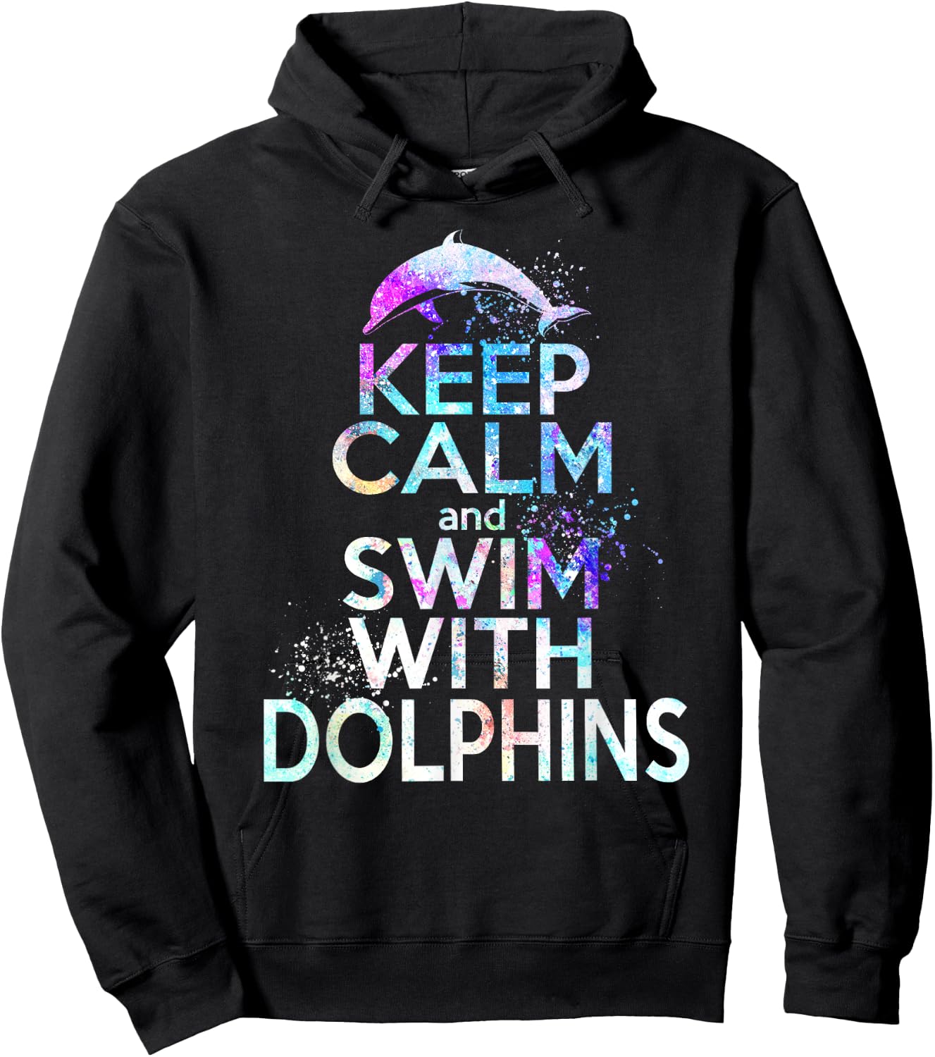 KEEP CALM & SWIM WITH DOLPHINS Funny Dolphin Lover Graphic Hoodie - Hoodie | Black