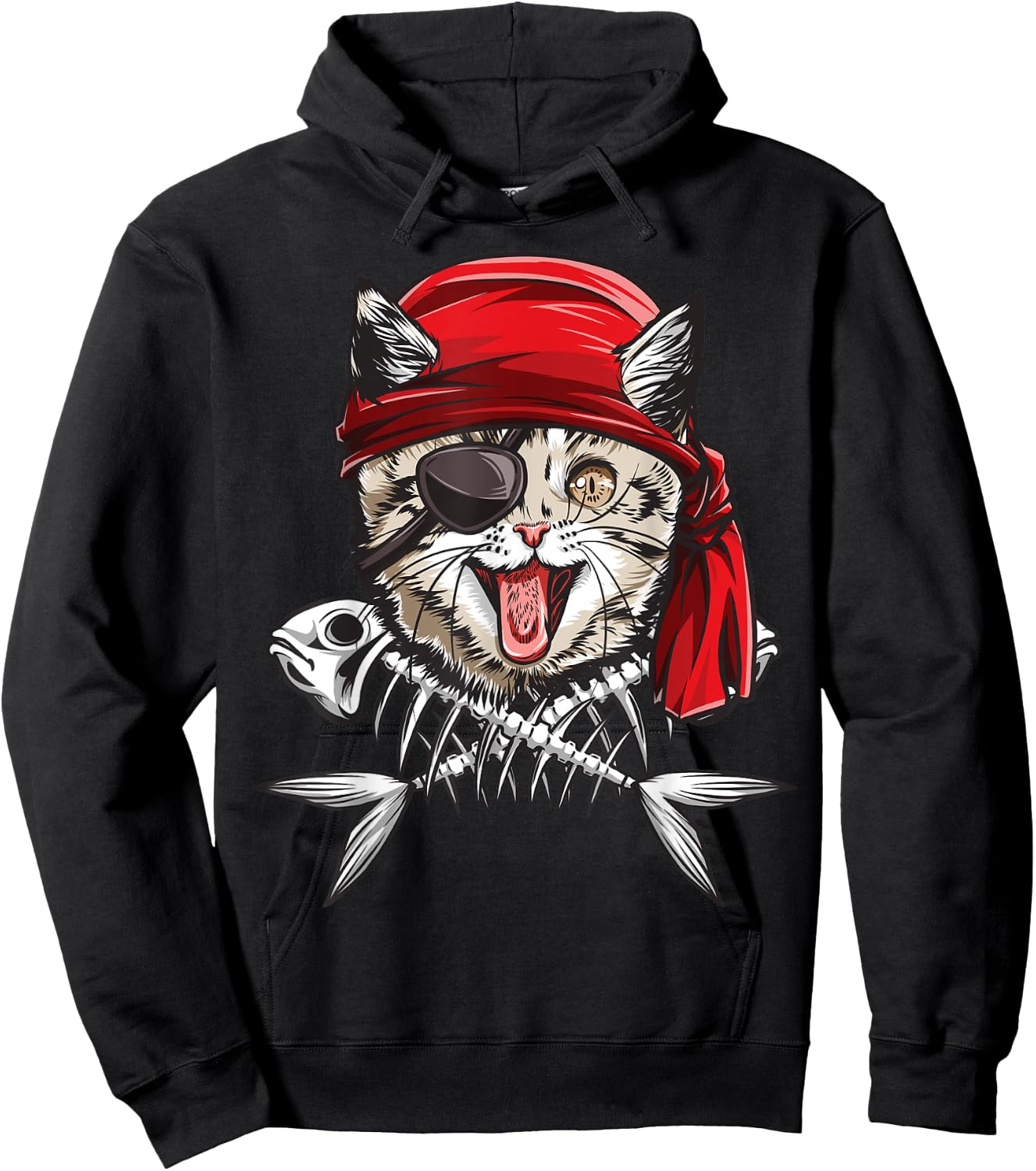 Cat Pirate Boys Men Jolly Roger Flag Skull And Crossbones Hoodie - Hoodie | Black