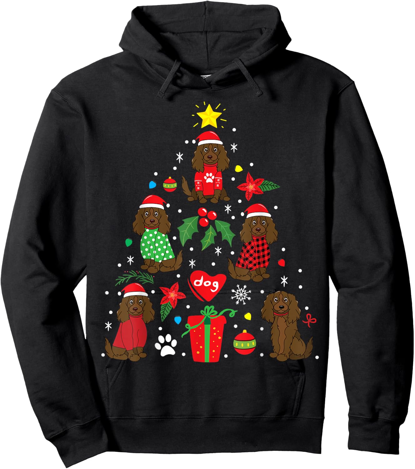 Boykin Spaniel Christmas Funny Dog Gift Hoodie - Hoodie | Black