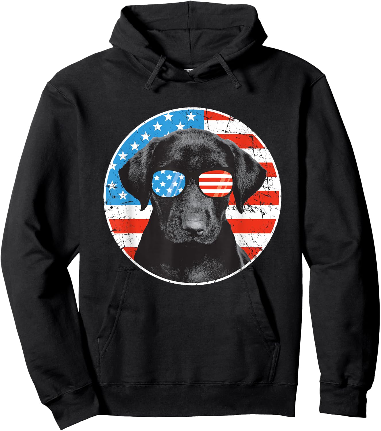 Fourth Of July Dog American Flag July 4th Labrador Retriever Hoodie - Hoodie | Black