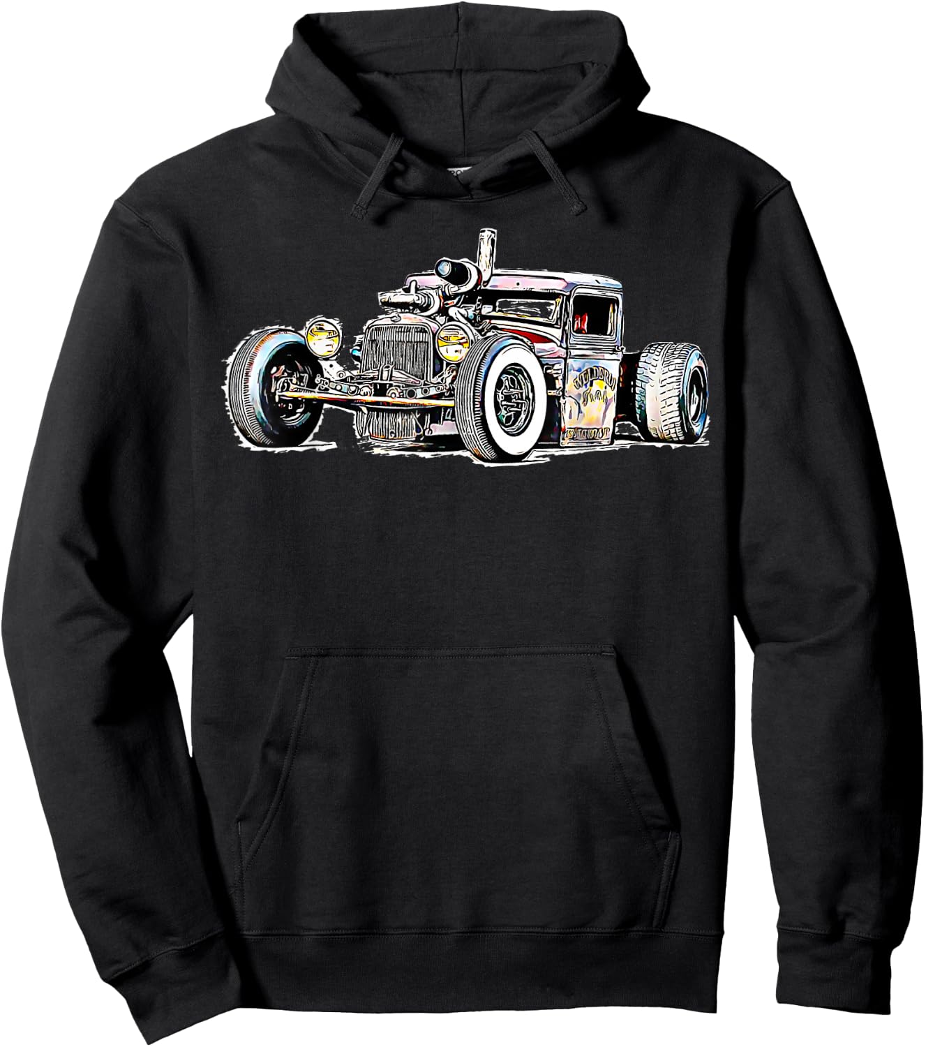 Rust Bucket Outline Rat Rod Hot Rod Diesel Hoodie - Hoodie | Black