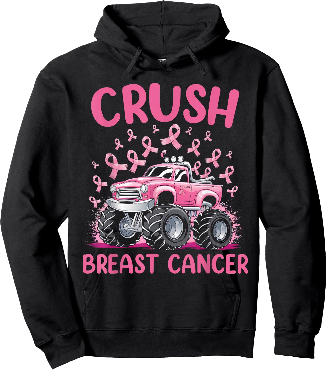 Crush Breast Cancer Awareness Truck pink for kids Hoodie - Hoodie | Black
