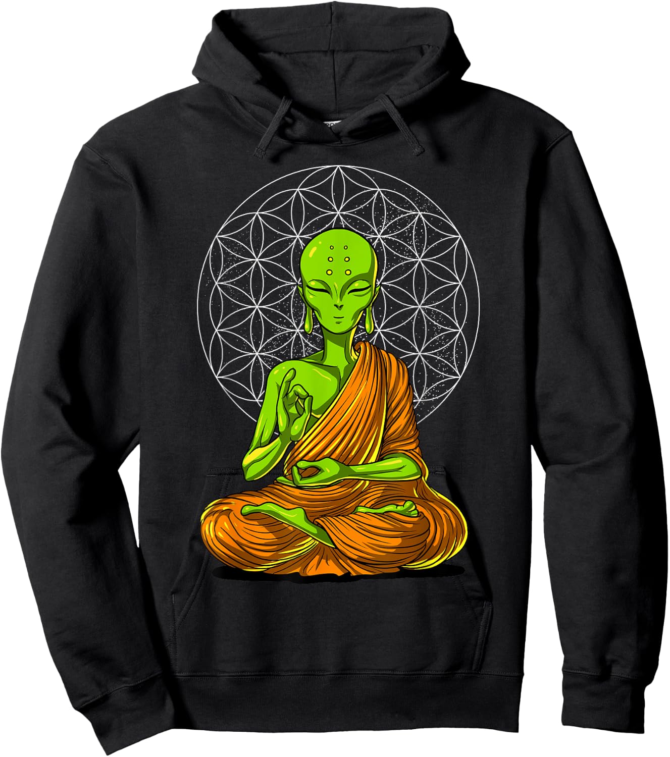 Space Alien Buddha Zen Yoga Meditation Spiritual Buddhist Hoodie - Hoodie | Black