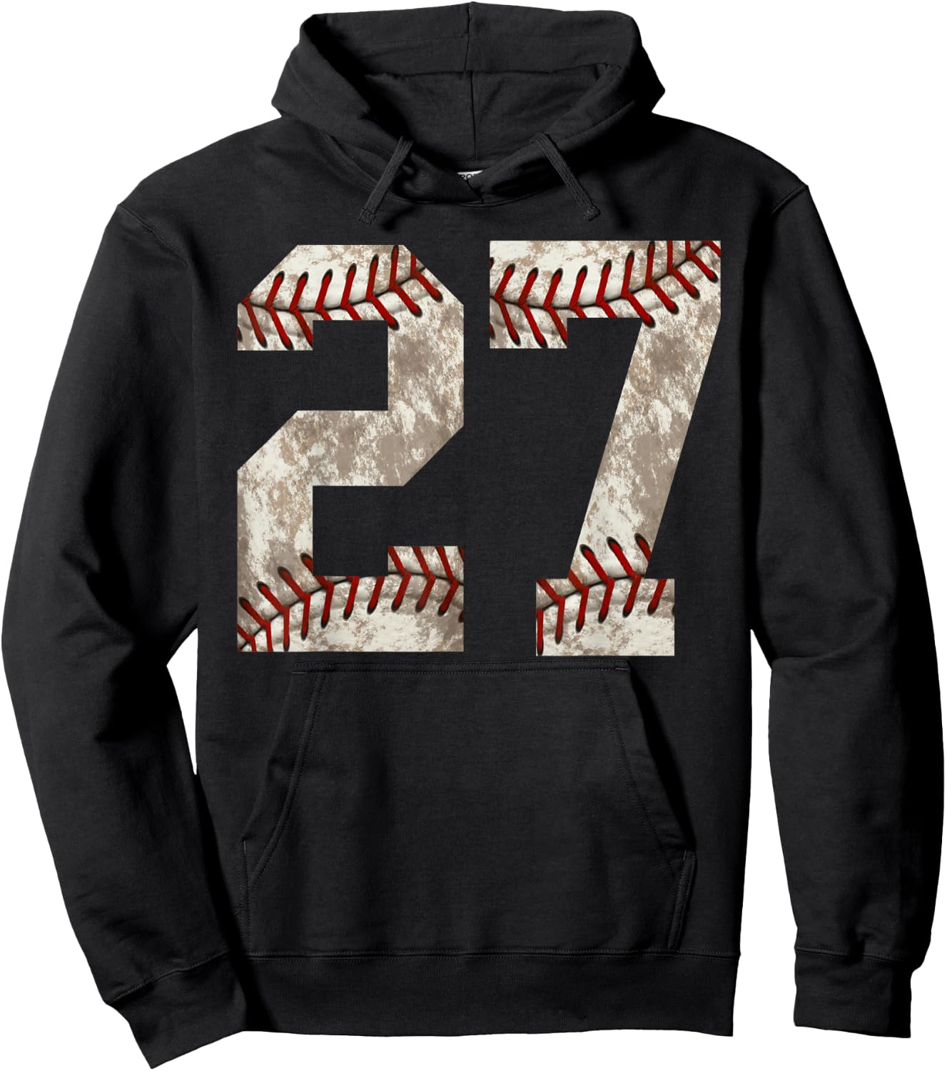 Baseball Player Jersey Number 27 Vintage Distressed Gift Hoodie - Hoodie | Black