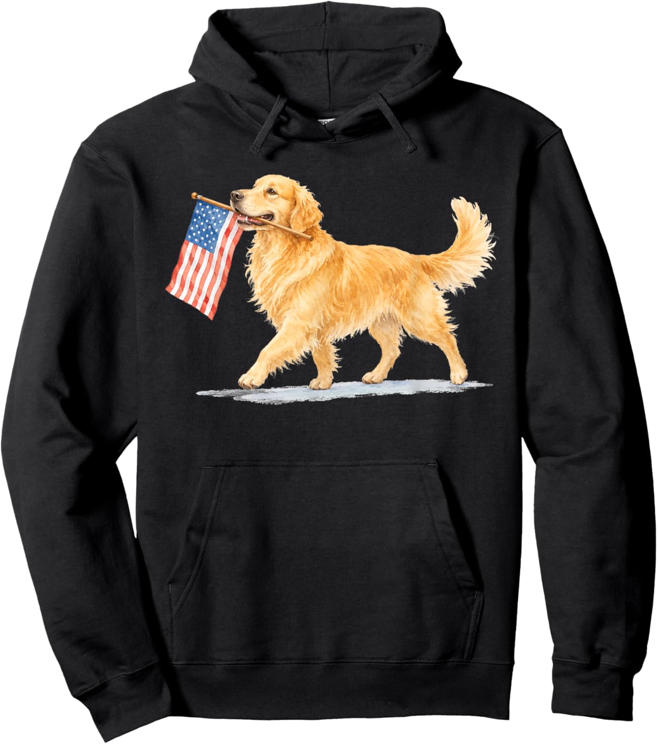Golden Retriever American Flag Golden Retriever 4Th of July Hoodie - Hoodie | Black