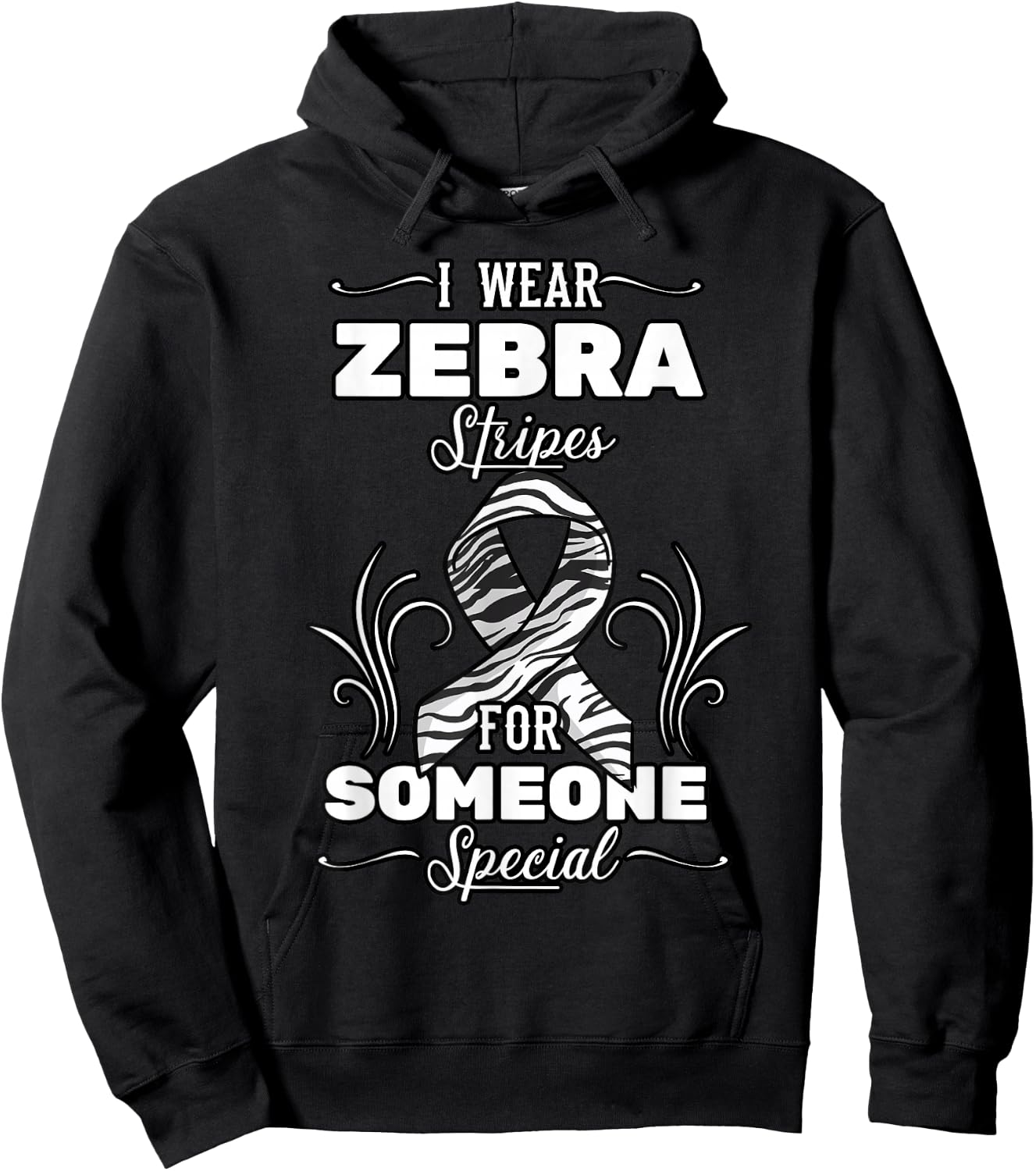 I Wear Zebra Stripes For Someone Special Carcinoid Cancer Hoodie - Hoodie | Black