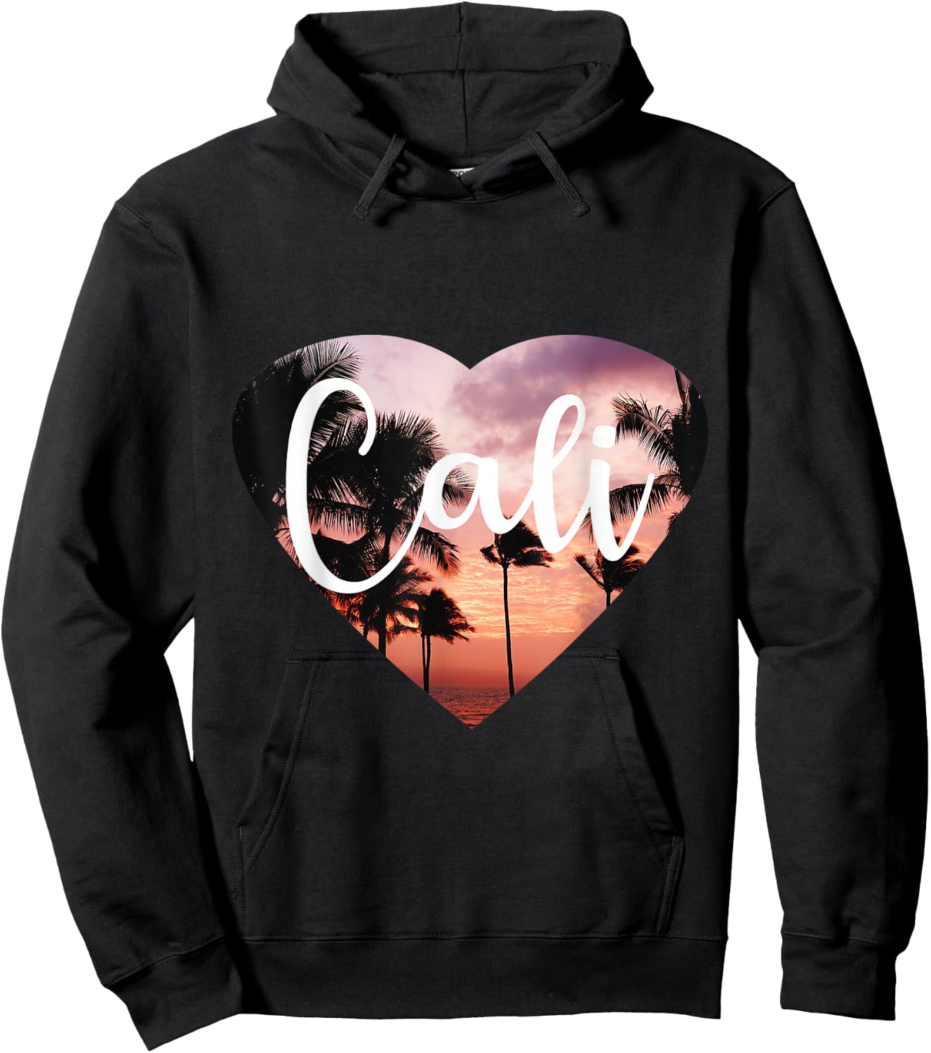 Premium California Cali Heart Hoodie - Hoodie | Black