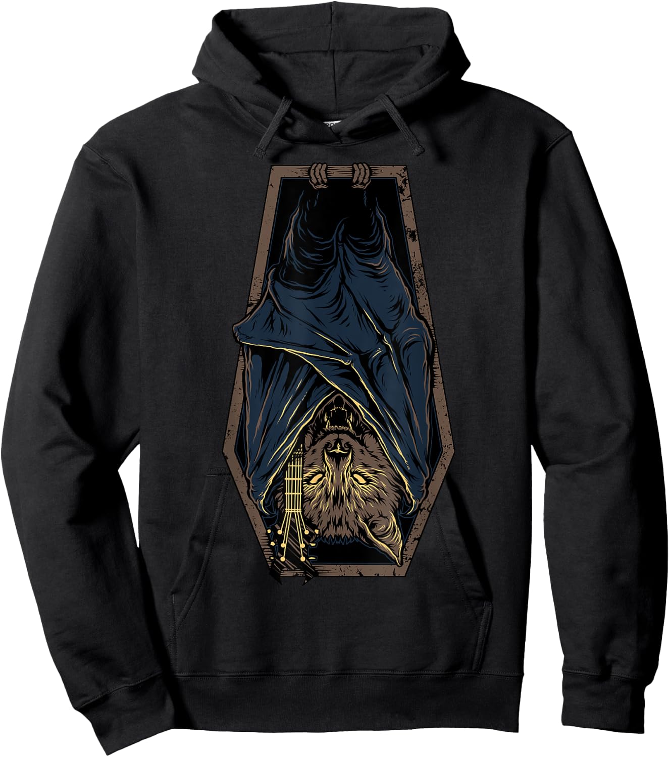 Death Metal Vampire Bat Cat Guitar Graphic Gift Women Girls Kids Hoodie - Hoodie | Black