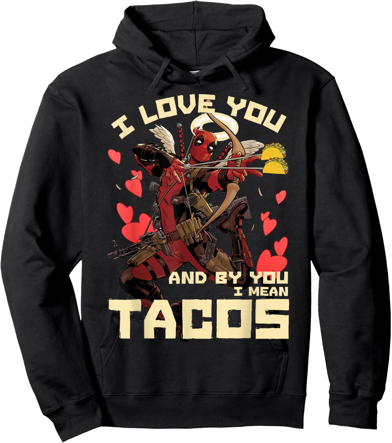 Marvel Deadpool Cupid Love for Tacos Graphic Hoodie - Hoodie | Black