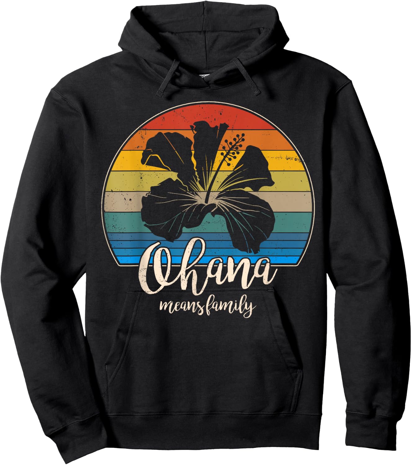 Ohana means family Vintage Hawaiian Gifts Hoodie - Hoodie | Black