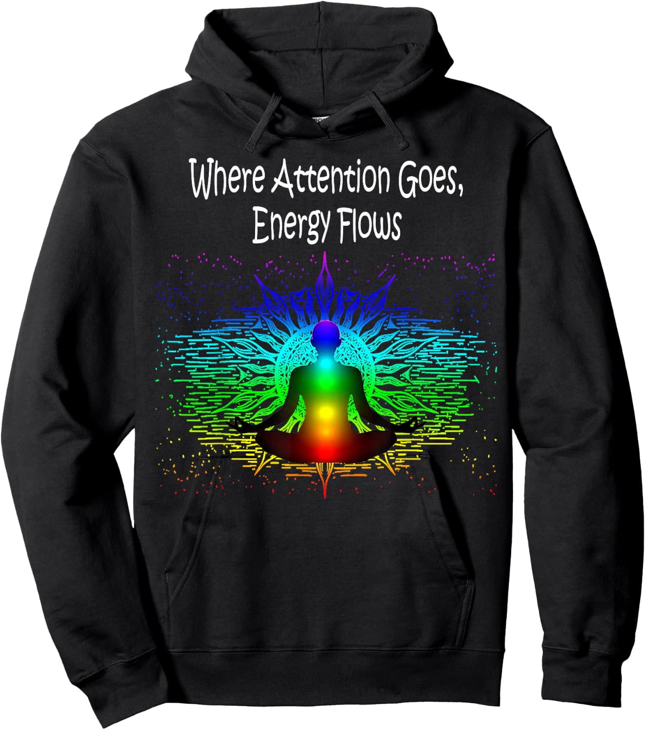 Meditation Where Attention Goes, Energy Flows Yoga Gift Hoodie - Hoodie | Black