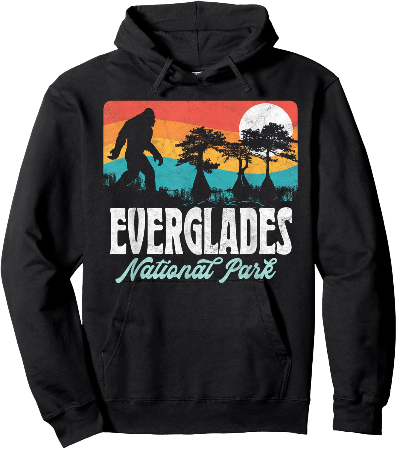 Everglades National Park Florida Bigfoot Swamp Ape & Trees Hoodie - Hoodie | Black