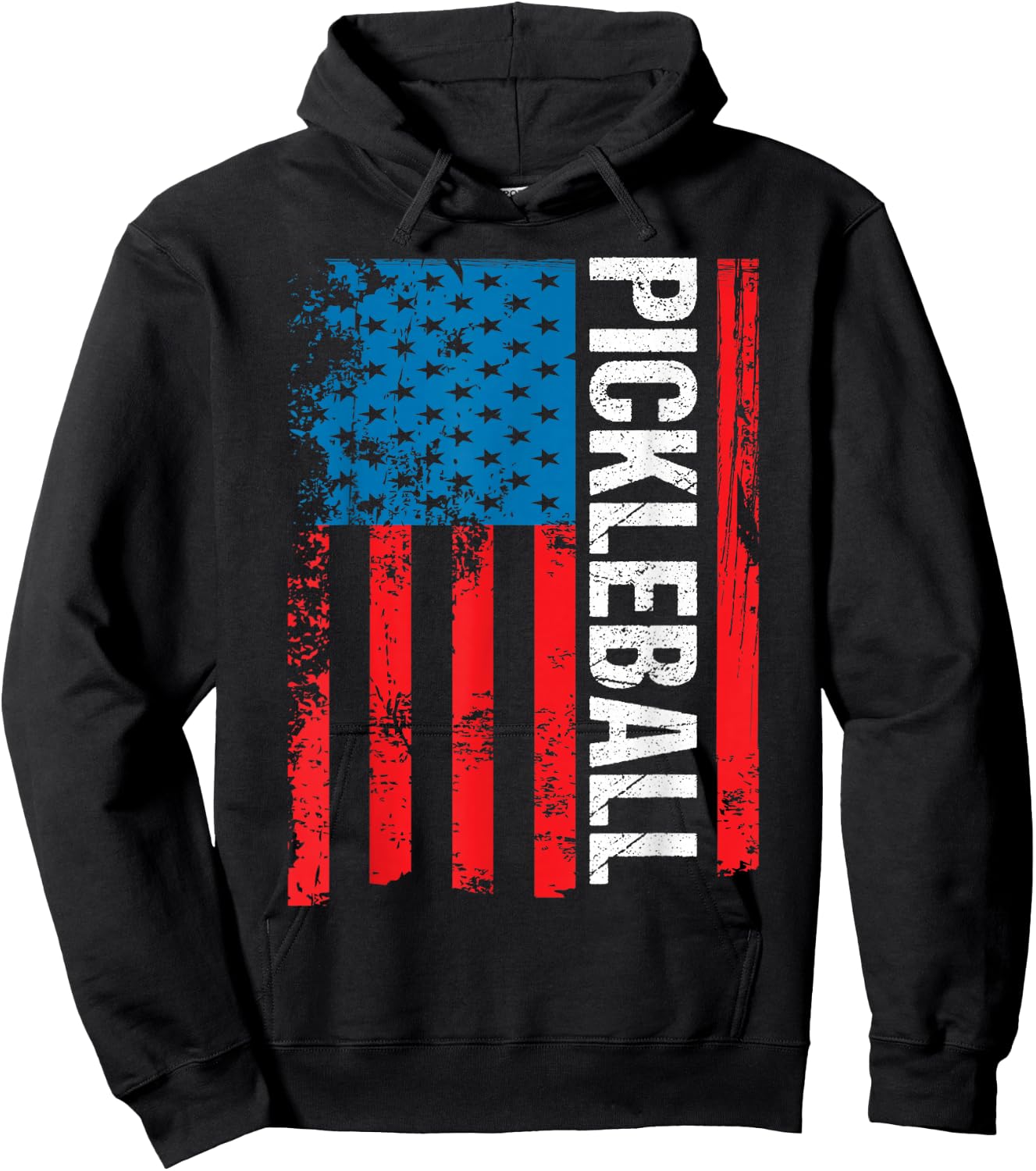 Funny Pickleball Player Gift USA Flag Pickleball Paddle Dink Hoodie - Hoodie | Black