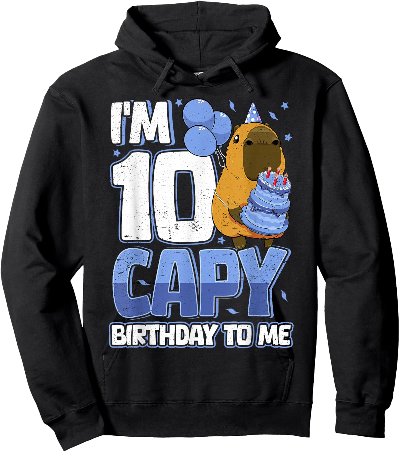 10 Years Capy Birthday to me Boys 10th Birthday Capybara Hoodie - Hoodie | Black