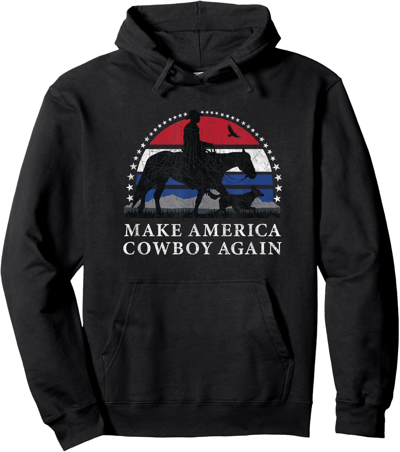 MAKE AMERICA COWBOY AGAIN, HORSE AND DOG DESIGN, FUNNY Gift Hoodie - Hoodie | Black