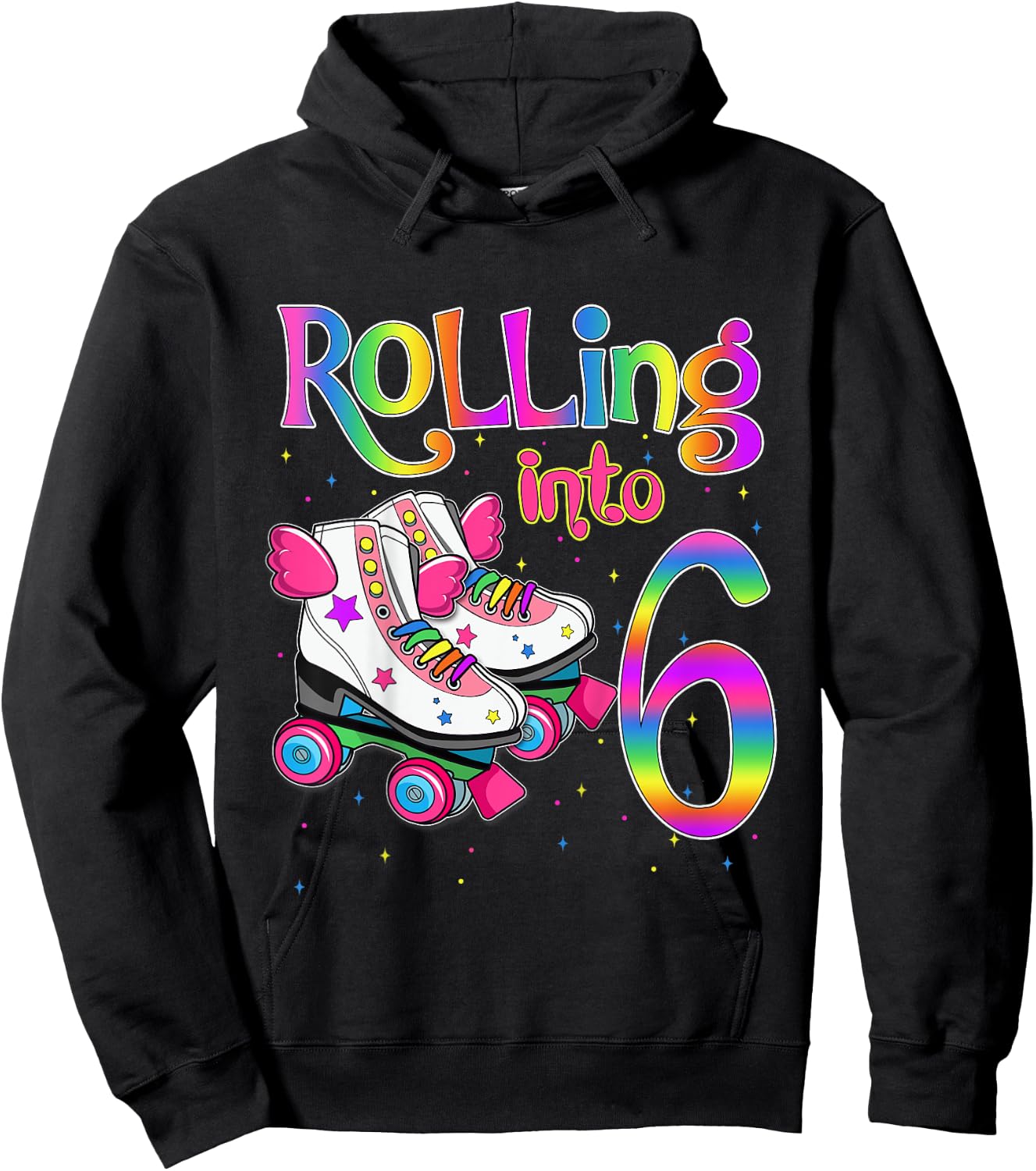 Rolling Into 6 years Let's Roll I'm Turning 6 Roller Skate Hoodie - Hoodie | Black
