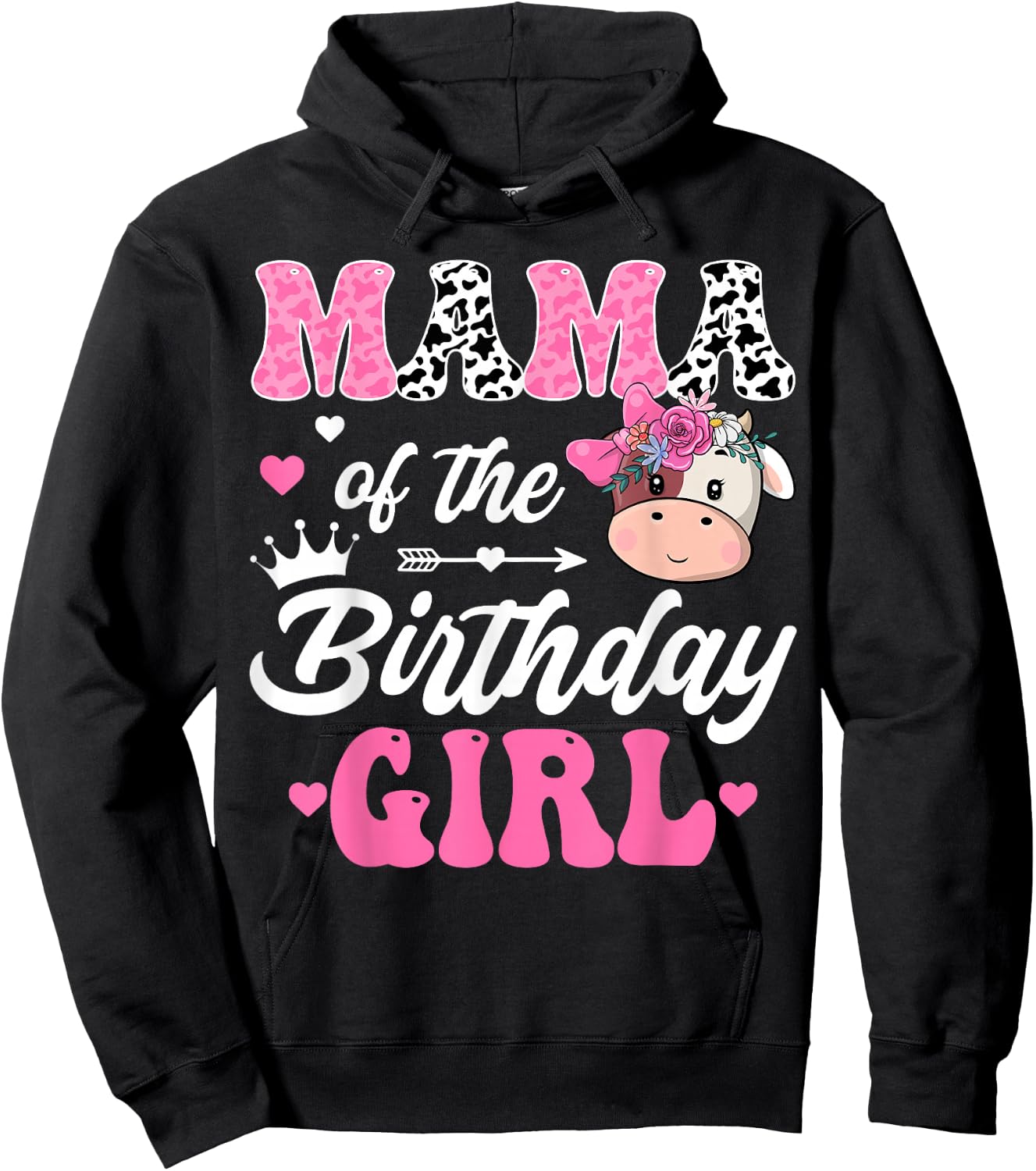 Mama Of The Birthday Girl Farm Cow 1St Birthday Girl Hoodie - Hoodie | Black