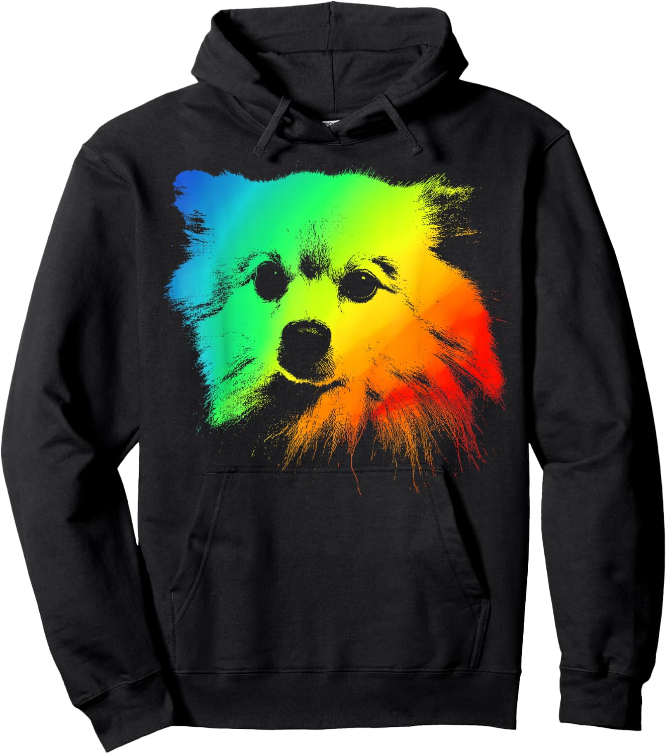 POM-CHI Colorful Rainbow Retro Hoodie - Hoodie | Black