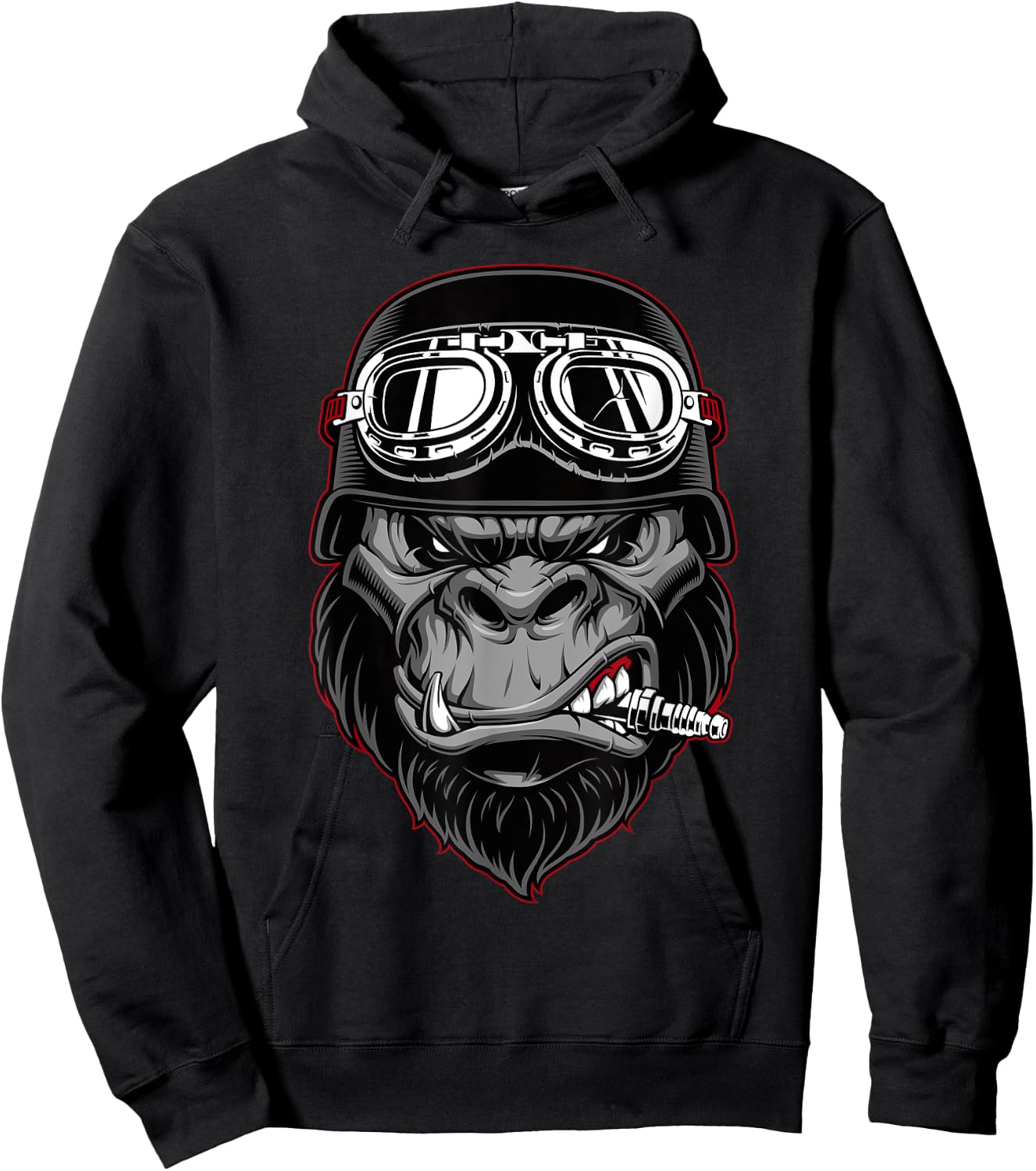 Biker Gorilla Motorcycle Silver Back Monkey Gift Hoodie - Hoodie | Black