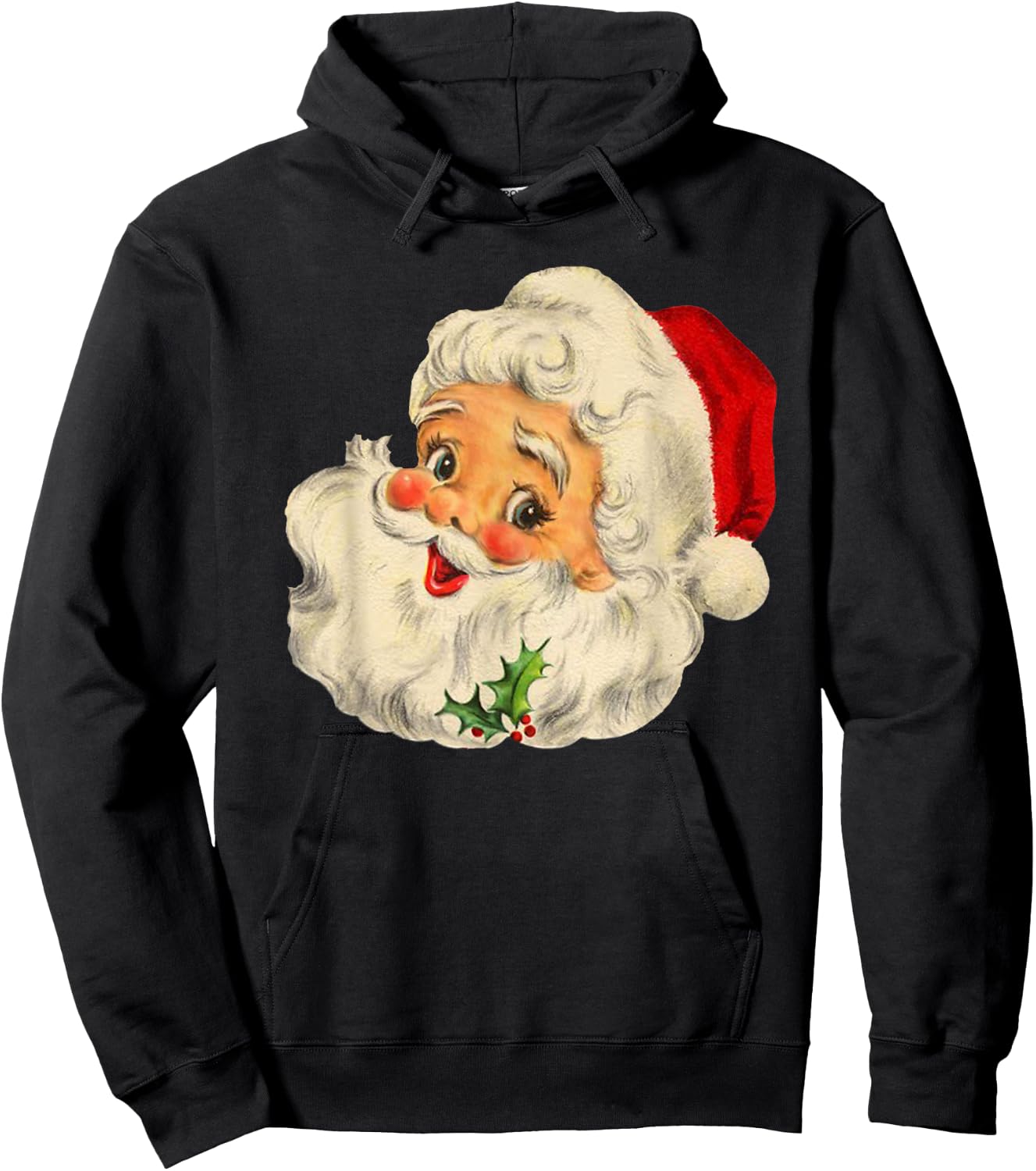 Cool Vintage Christmas Santa Claus Face Hoodie - Hoodie | Black