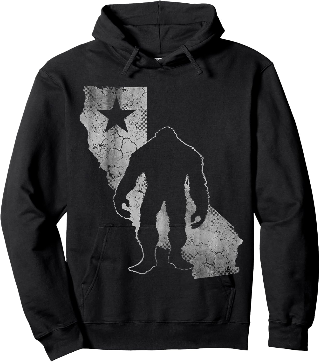 California Sasquatch Vintage Distressed Squatch Big Foot Hoodie - Hoodie | Black