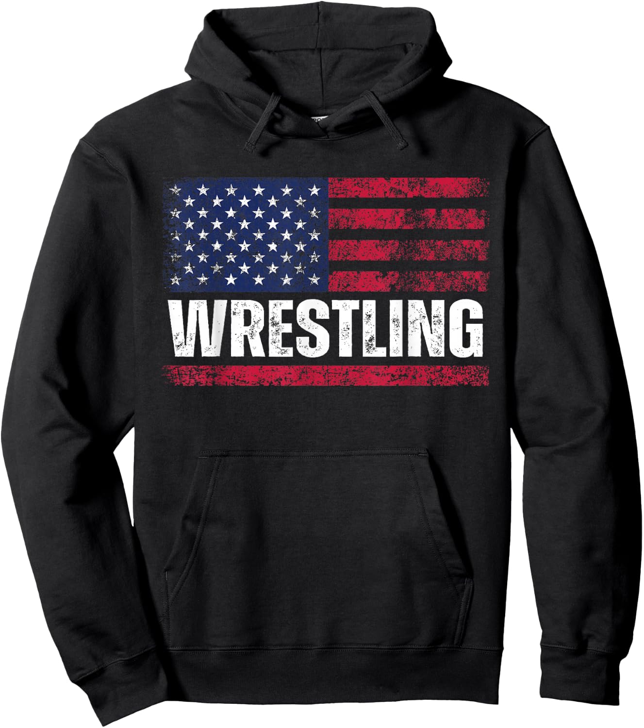US Flag Wrestling American Flag Wrestling Wrestle Vintage Hoodie - Hoodie | Black