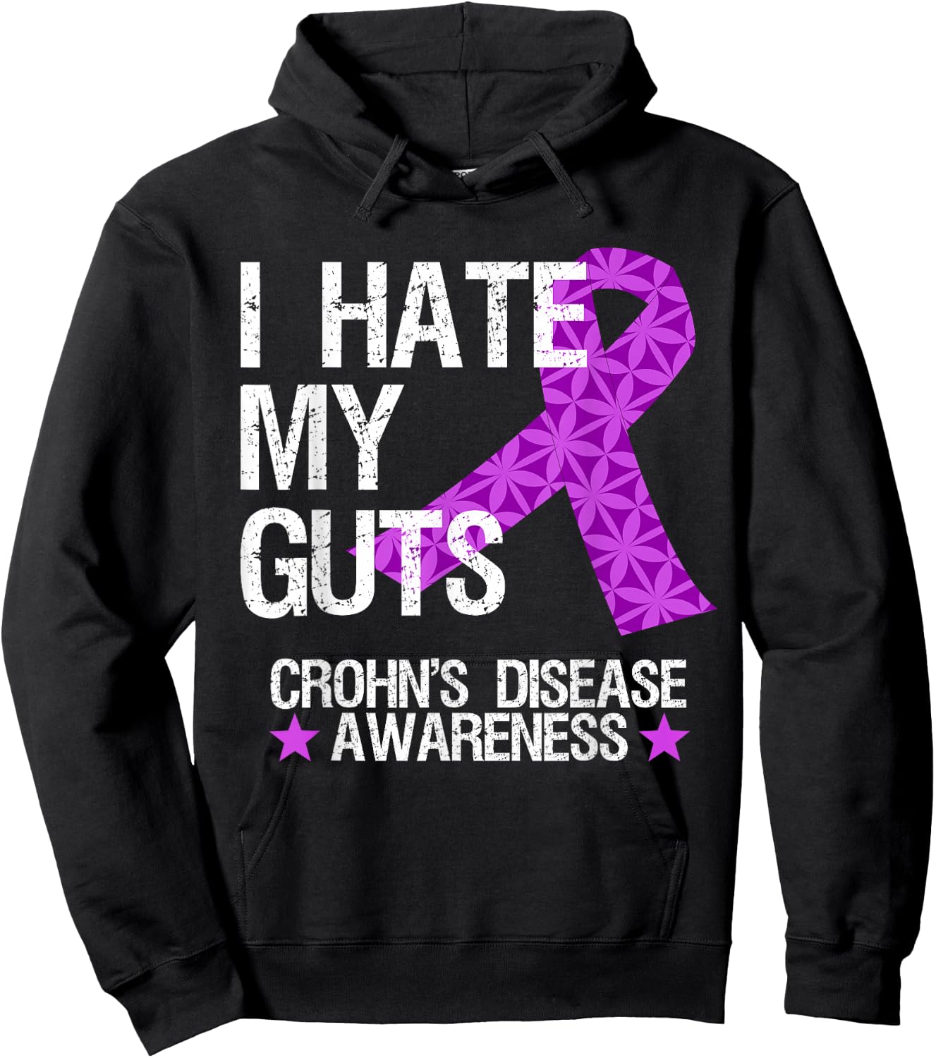I Hate My Guts T Shirt Funny Crohns Disease Awareness Gift Hoodie - Hoodie | Black