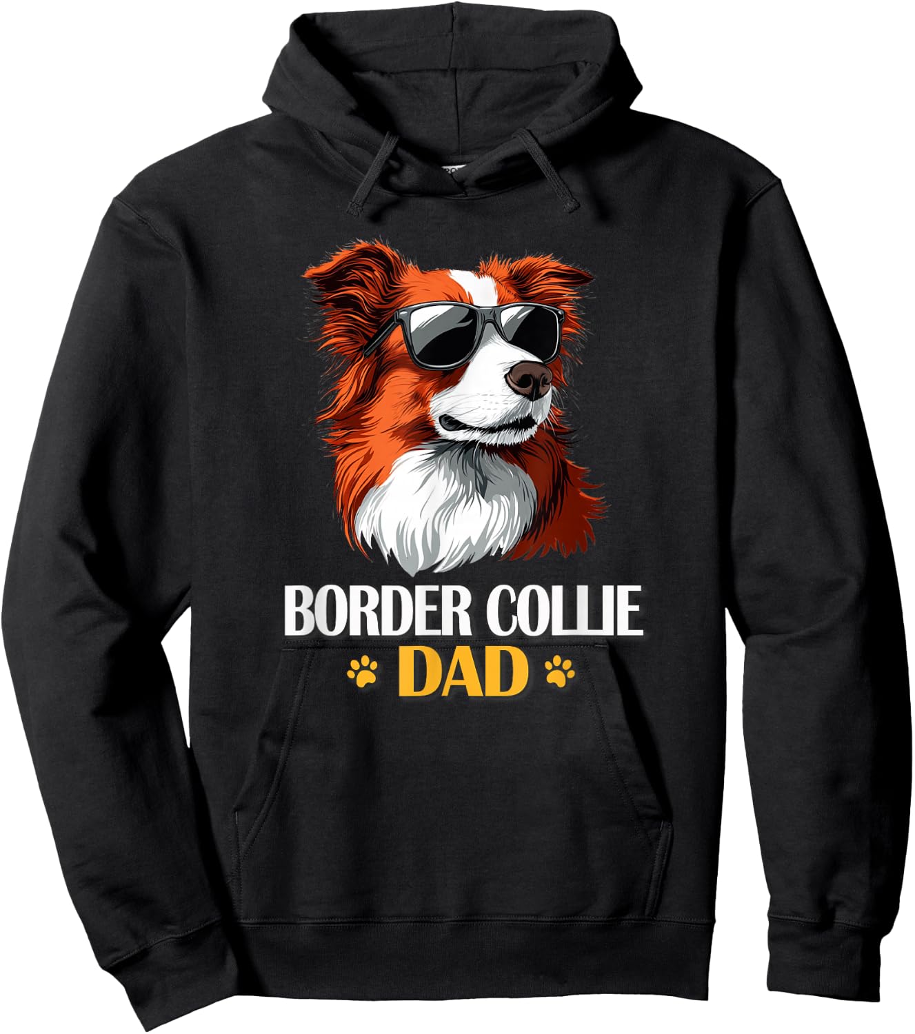 Funny Cool Sunglasses Red Border Collie Dad Lover Hoodie - Hoodie | Black