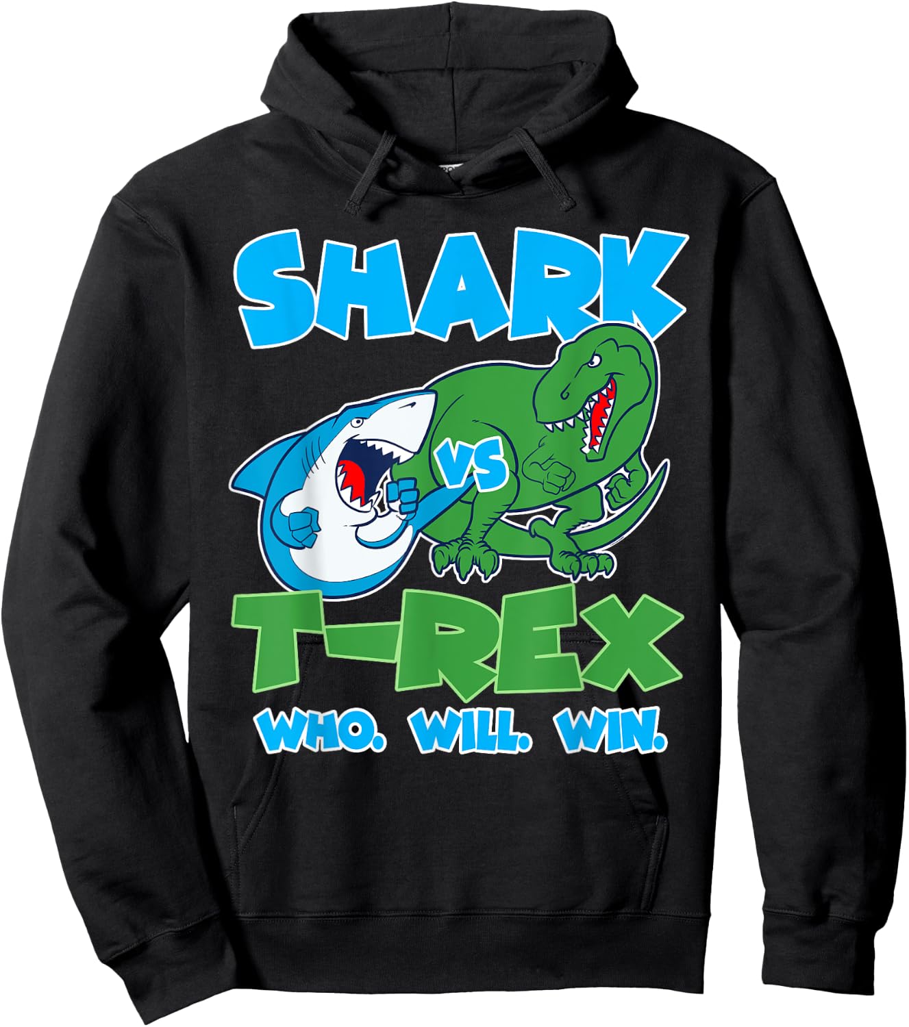 Funny Shark vs T-Rex Who Will Win great for kids Hoodie - Hoodie | Black