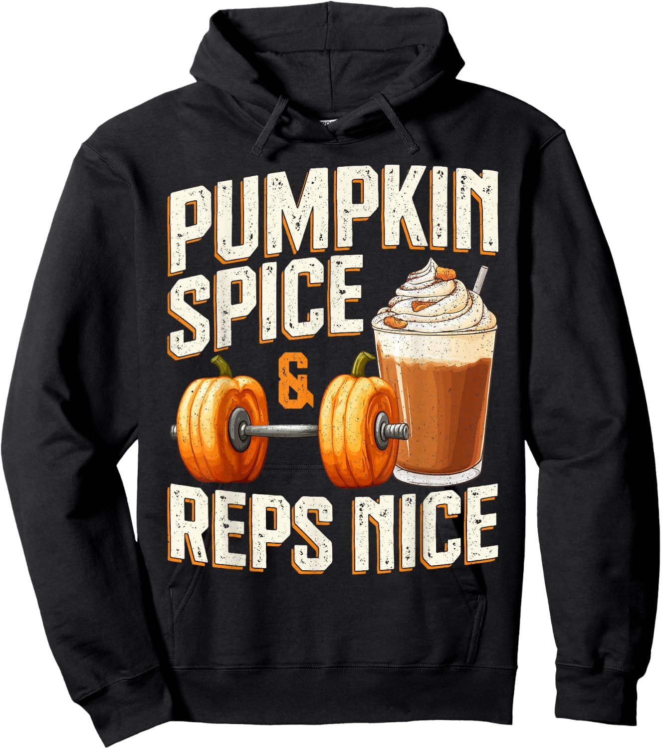 Pumpkin Spice & Reps Nice Pumpkin Fall Thanksgiving Gym Hoodie - Hoodie | Black