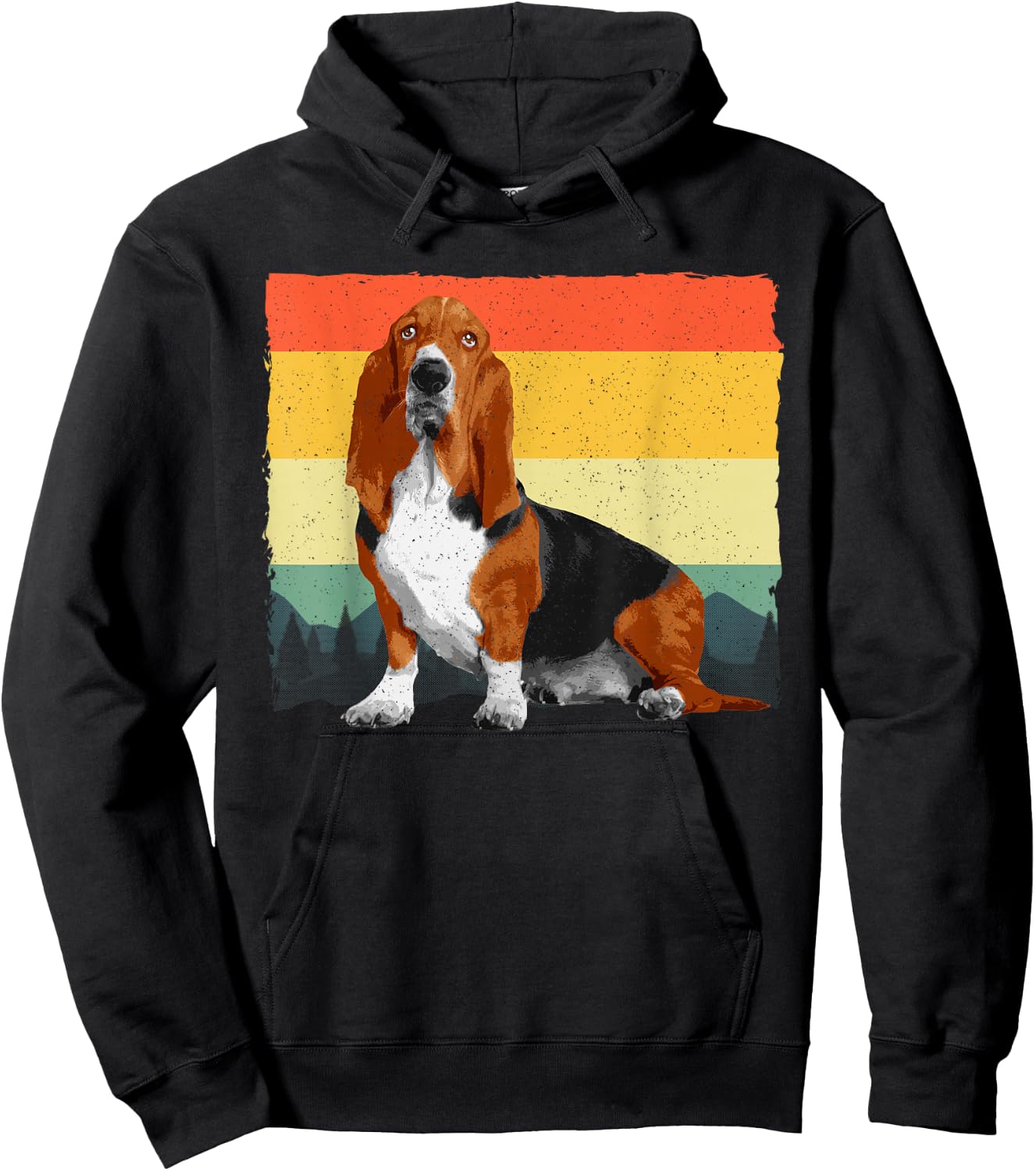 Retro Basset Hound Art Women Kids Basset Hound Lover Hoodie - Hoodie | Black