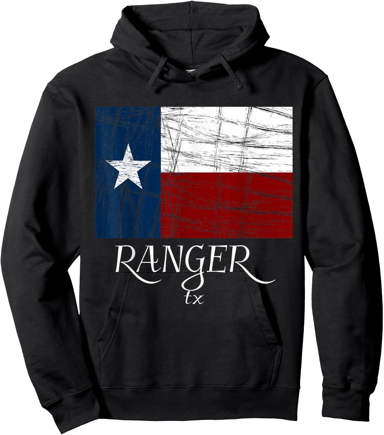 Ranger TX - | City State - Texas Flag Hoodie - Hoodie | Black