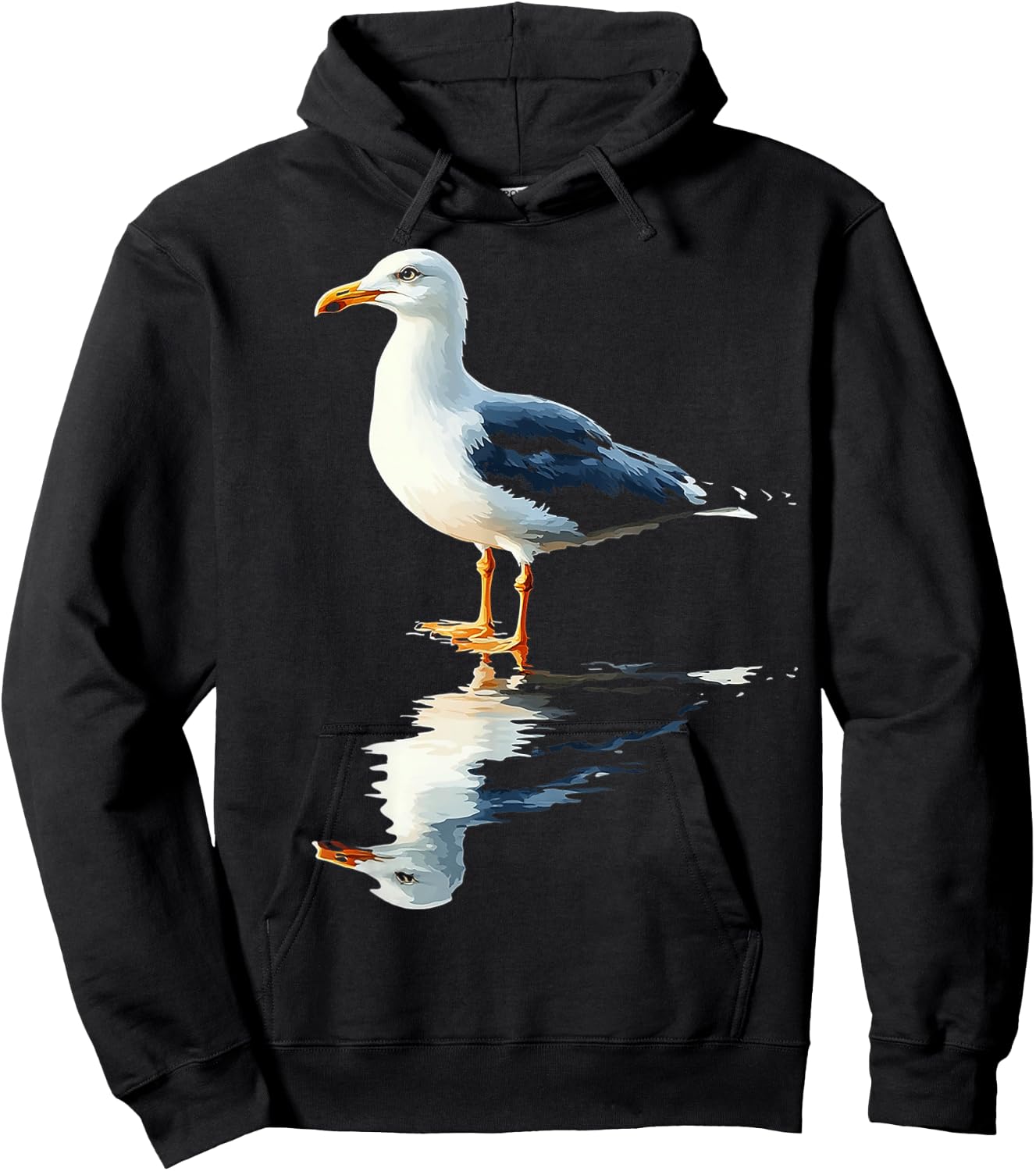 Seagull Bird Motif Animal Art Seagull Hoodie - Hoodie | Black