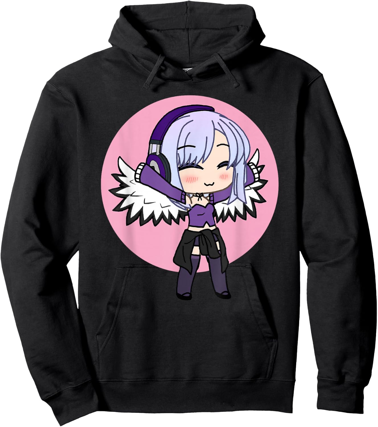 Cute Chibi Style Kawaii Anime Girl with Wings Hoodie - Hoodie | Black