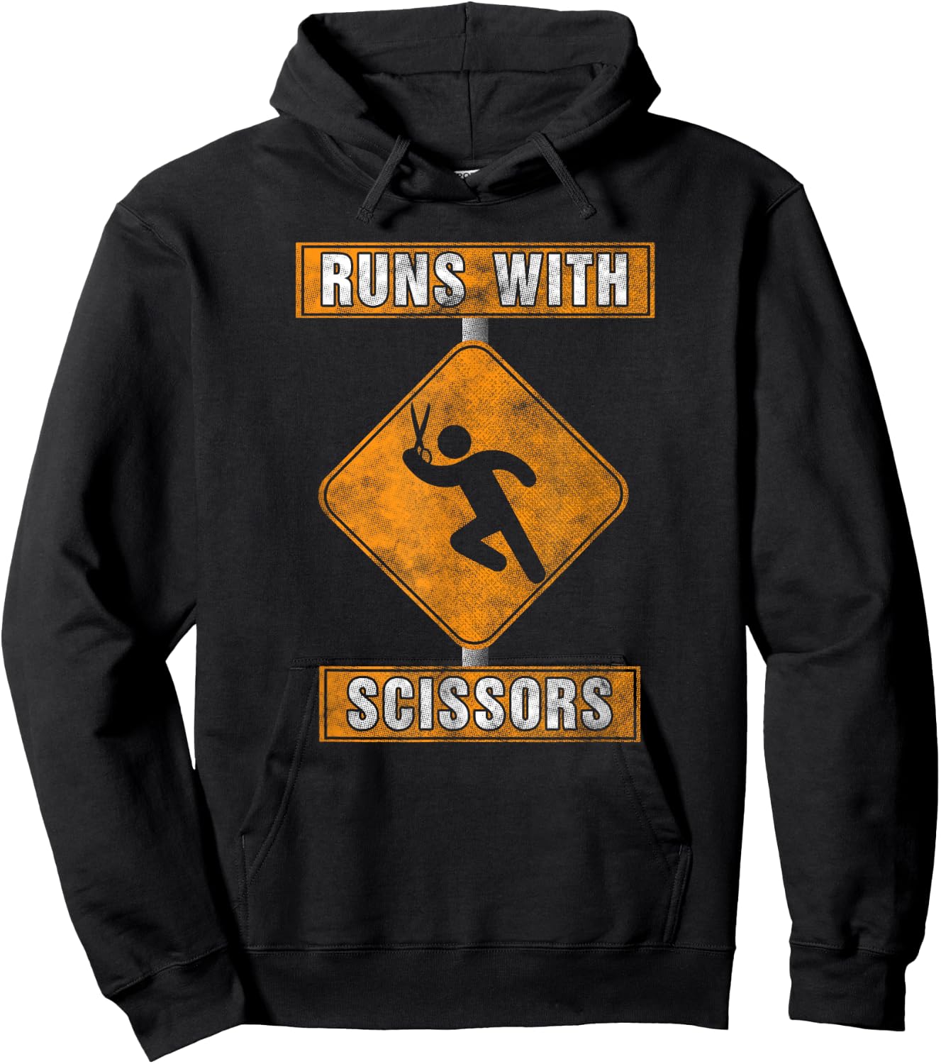 Runs With Scissors Look Out Warning t shirt Hoodie - Hoodie | Black