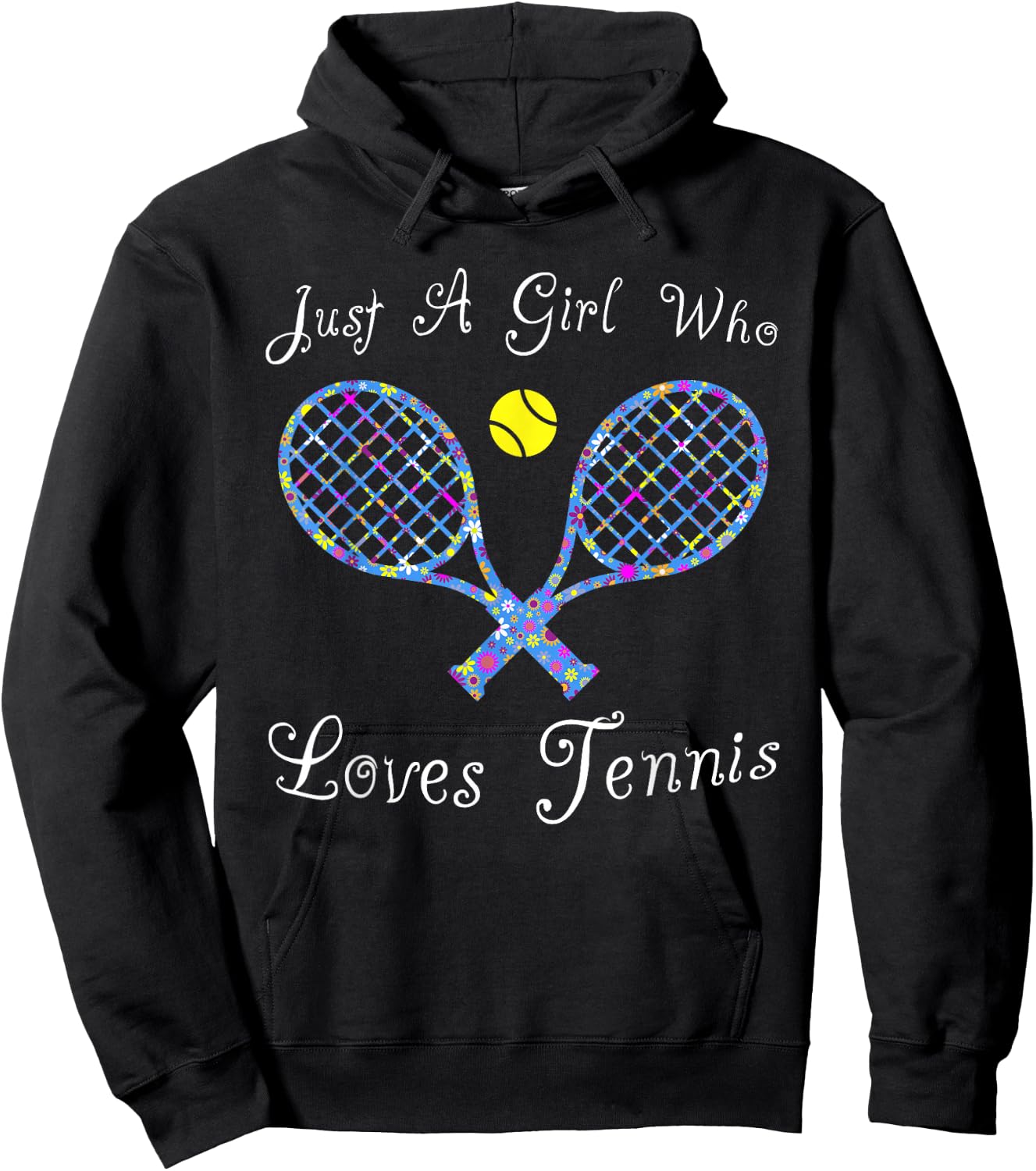 Fun Cute Just a Girl Who Loves Tennis Player Hoodie - Hoodie | Black