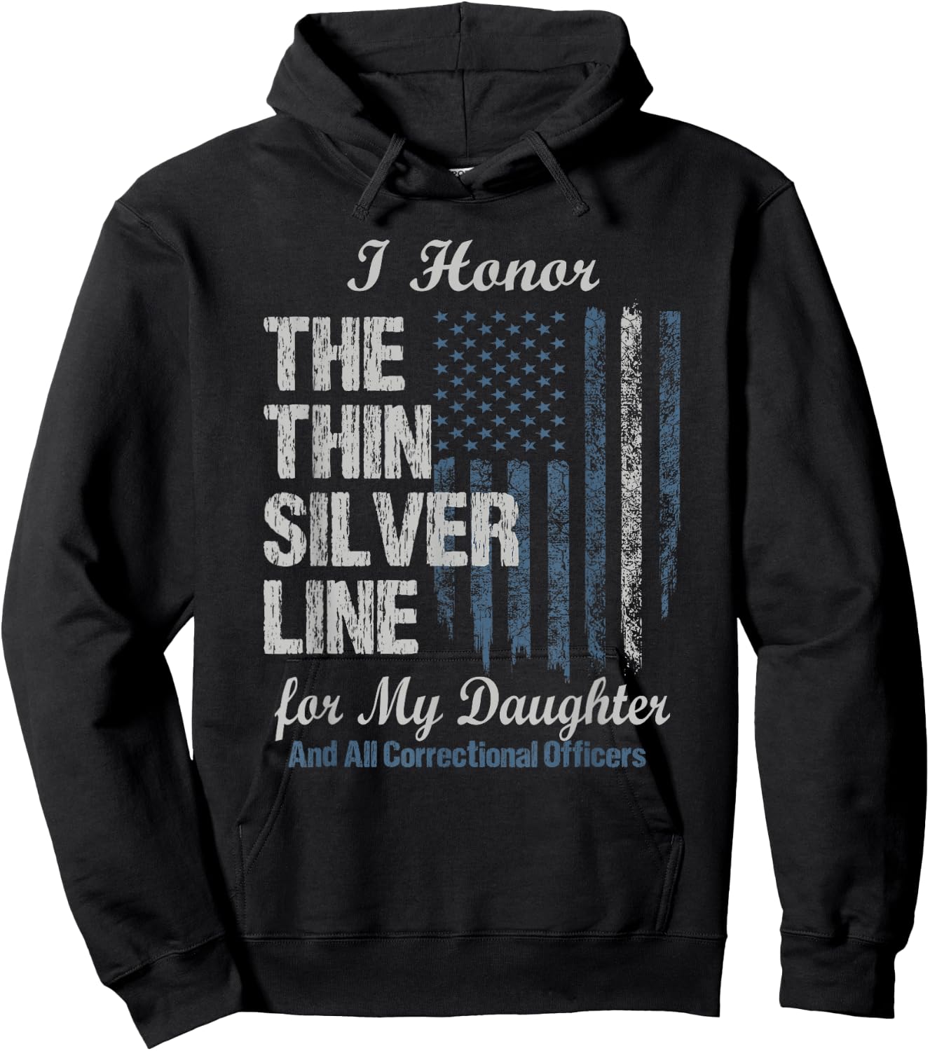 Correctional Officer Daughter - Thin Silver Line Corrections Hoodie - Hoodie | Black