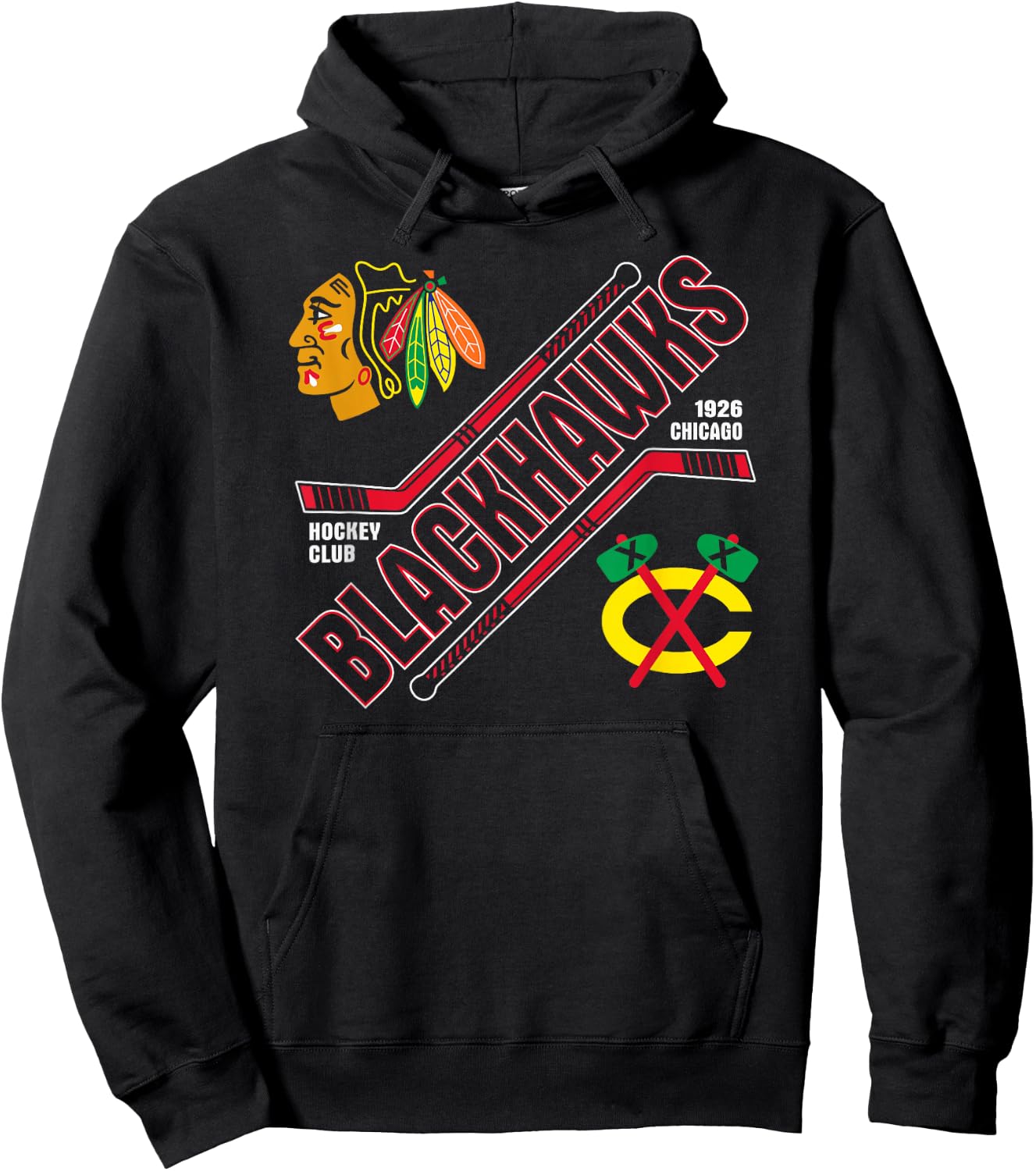Chicago Blackhawks Force Black Officially Licensed Hoodie - Hoodie | Black