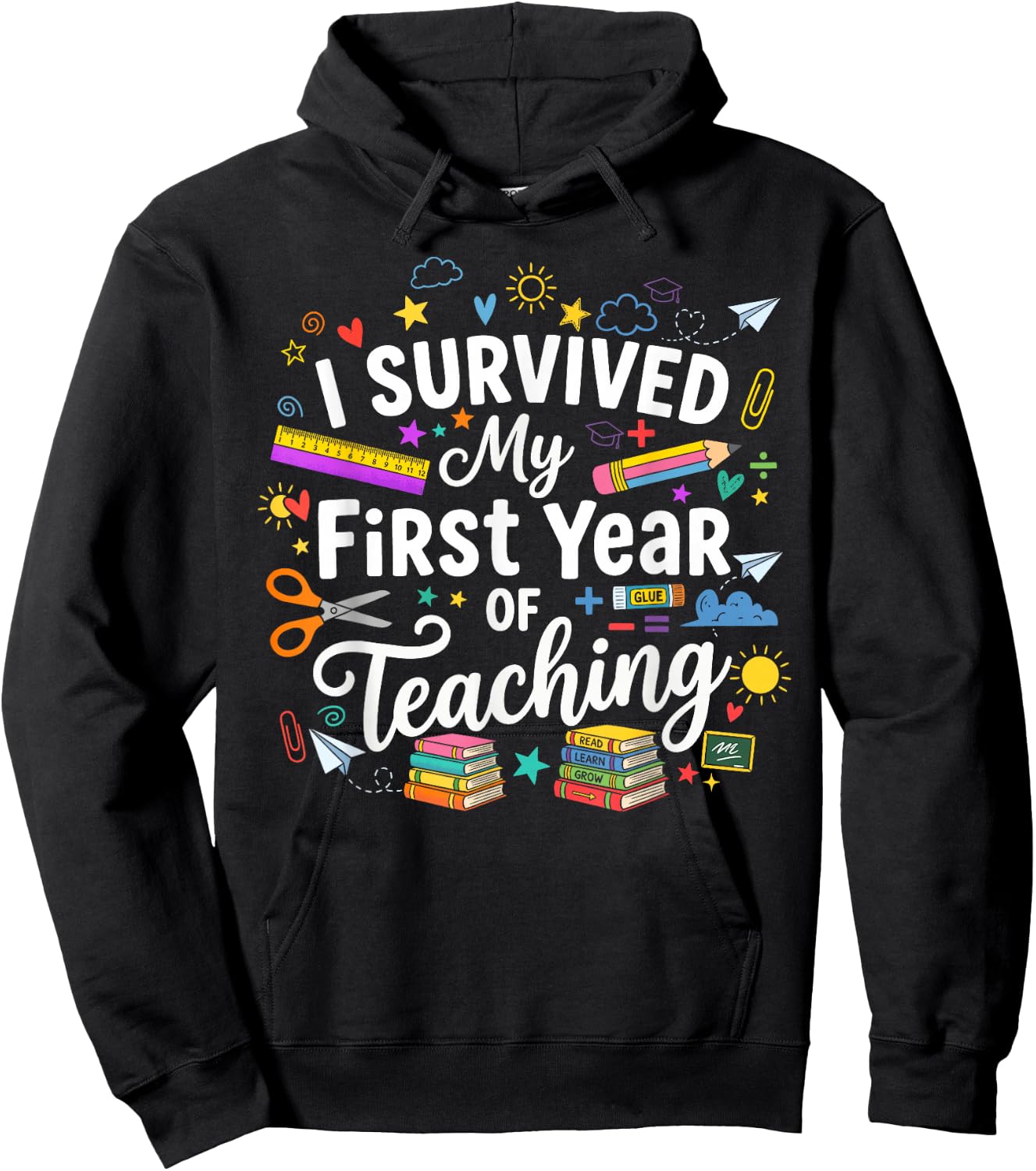 I Survived My 1st Year of Teaching Funny New Teacher Hoodie - Hoodie | Black