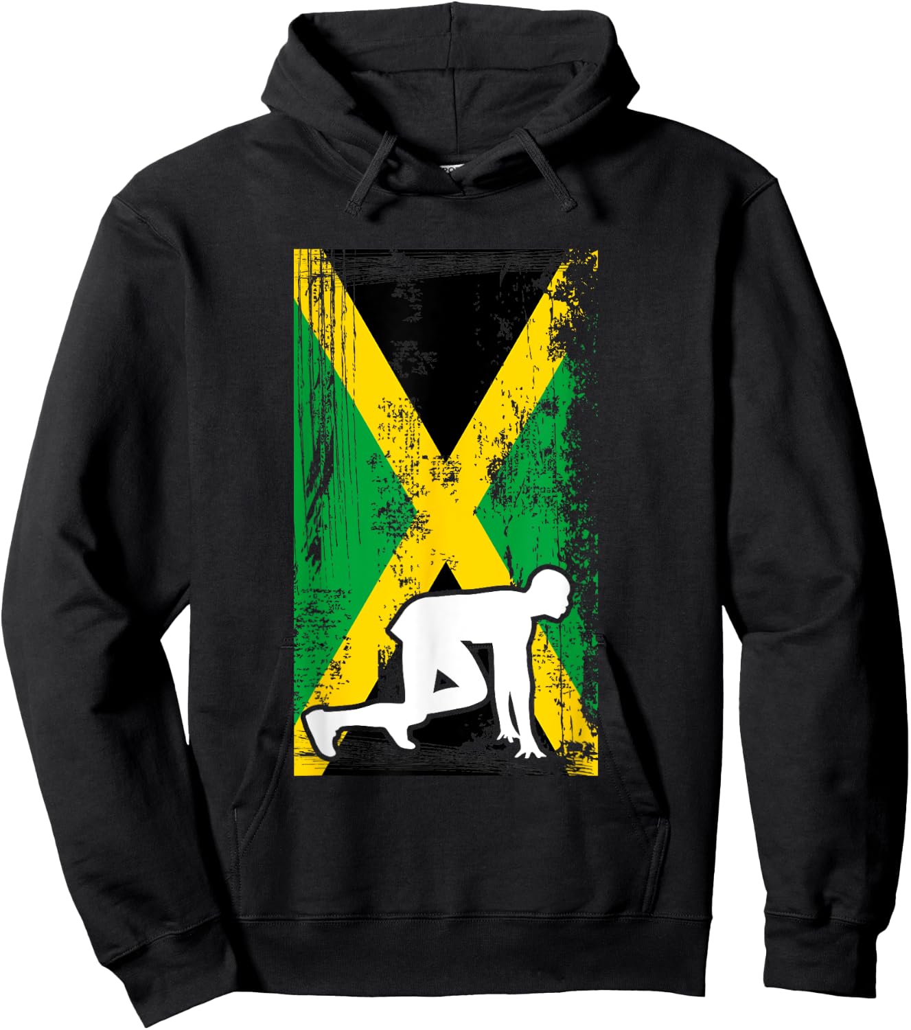 Jamaica Track & Field Country Flag Silhouette Sport Hoodie - Hoodie | Black