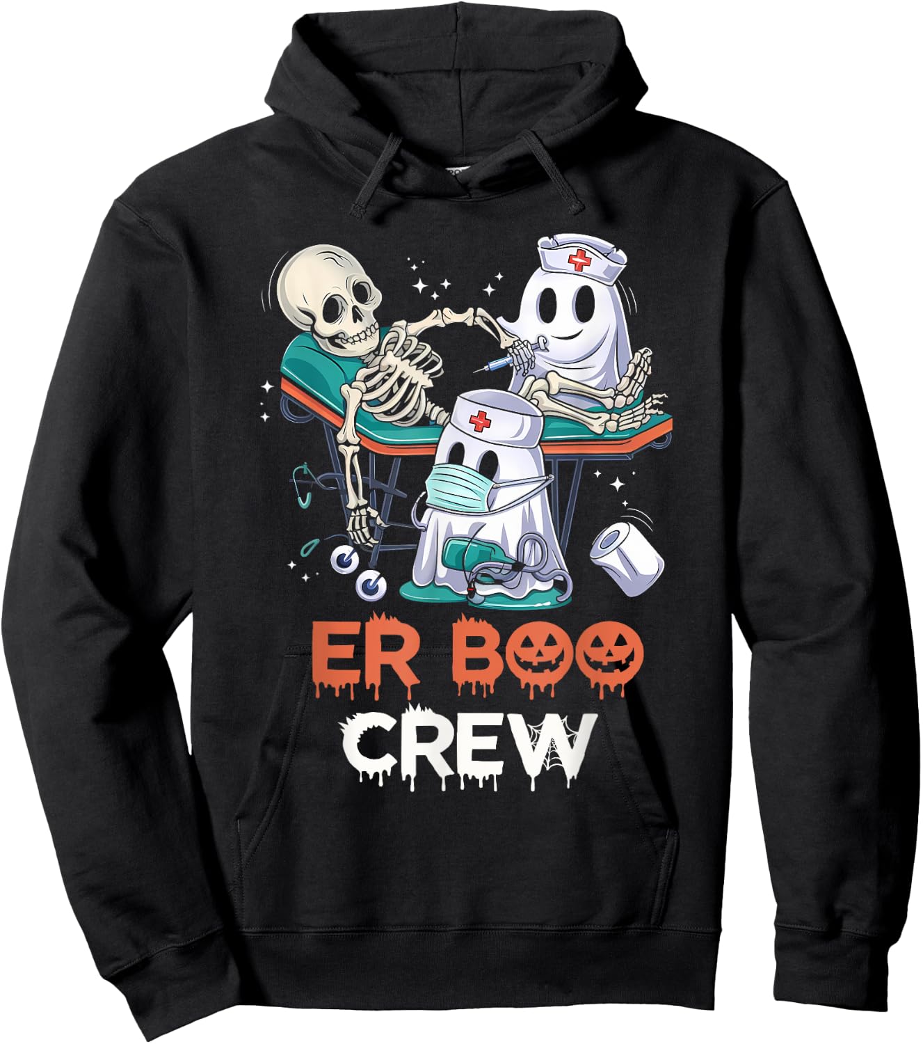 ER nurse shirt halloween ER boo crew Emergency Department Hoodie - Hoodie | Black