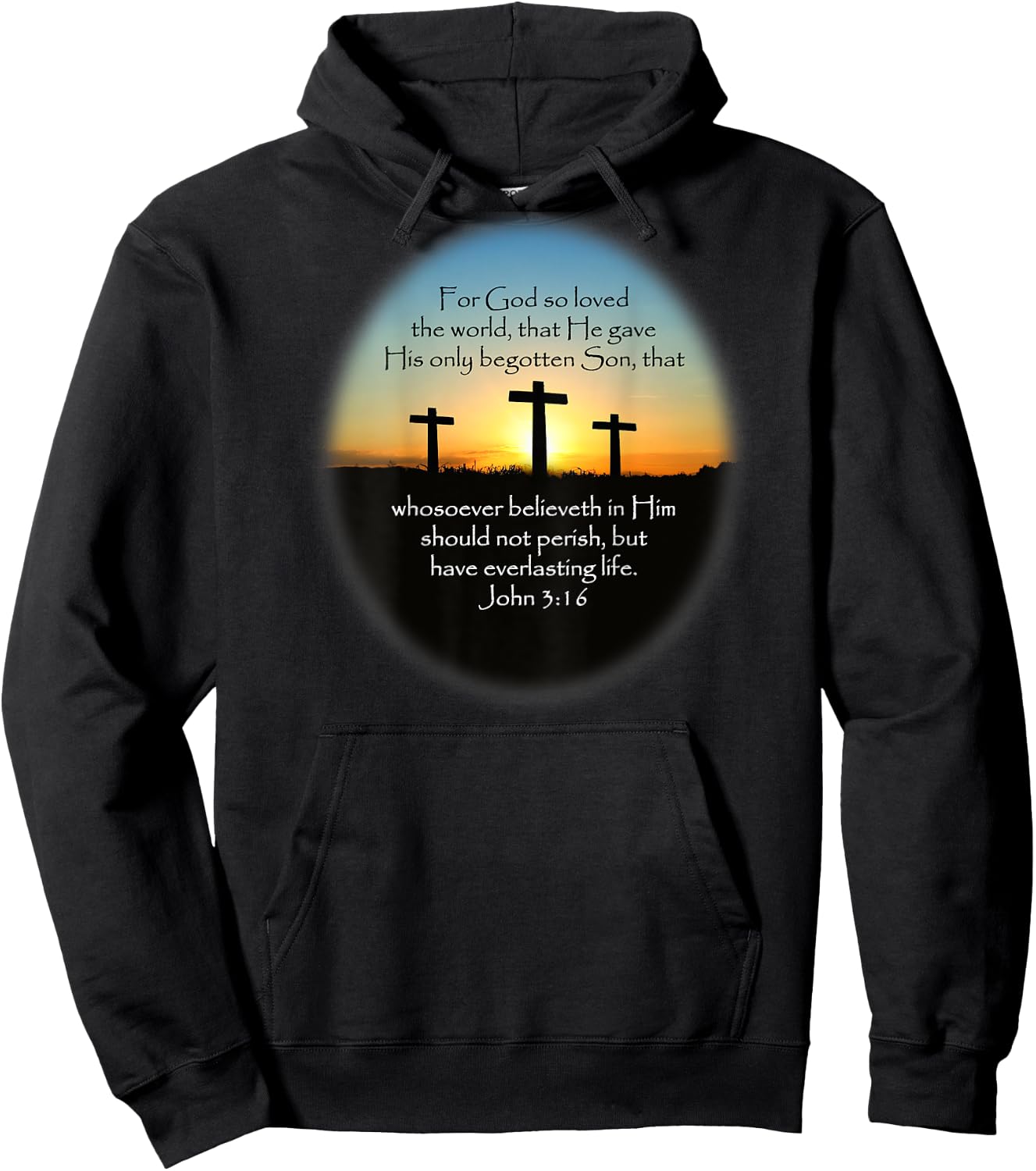 John 3:16 KJV Bible (Printed on back) Hoodie - Hoodie | Black