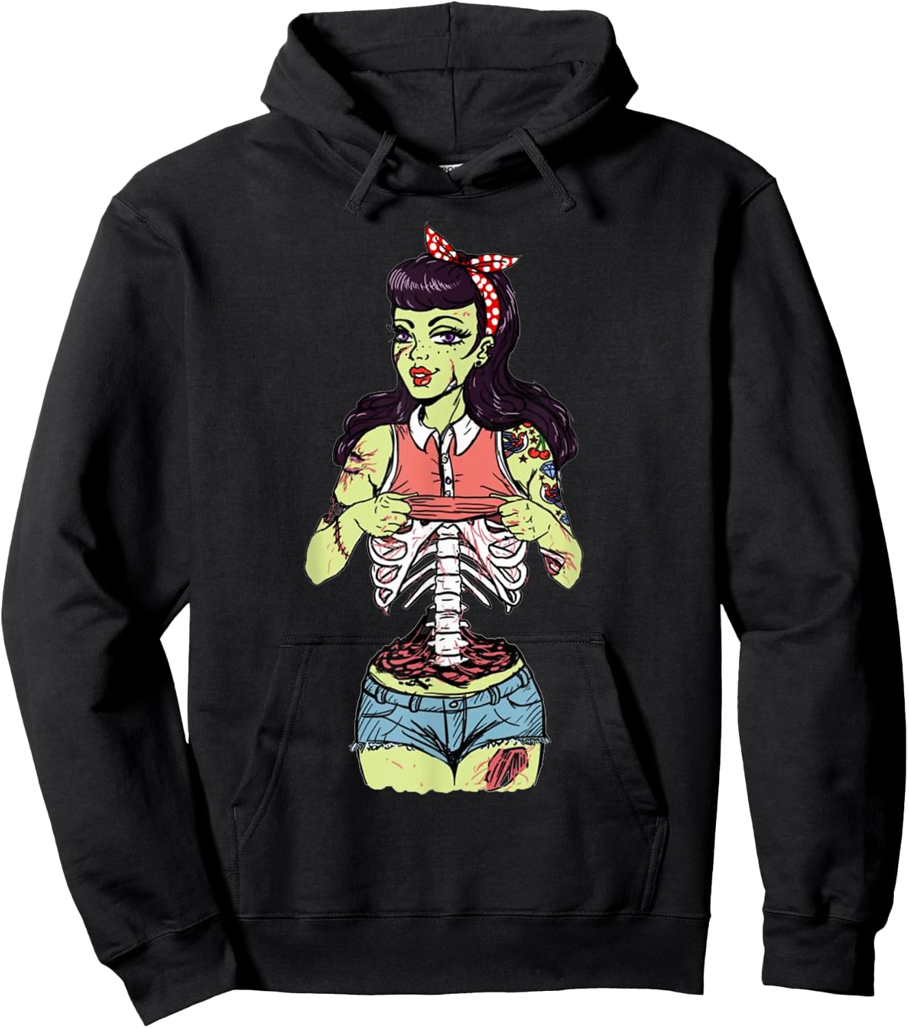 Zombie Pin Up Girl Hoodie - Hoodie | Black
