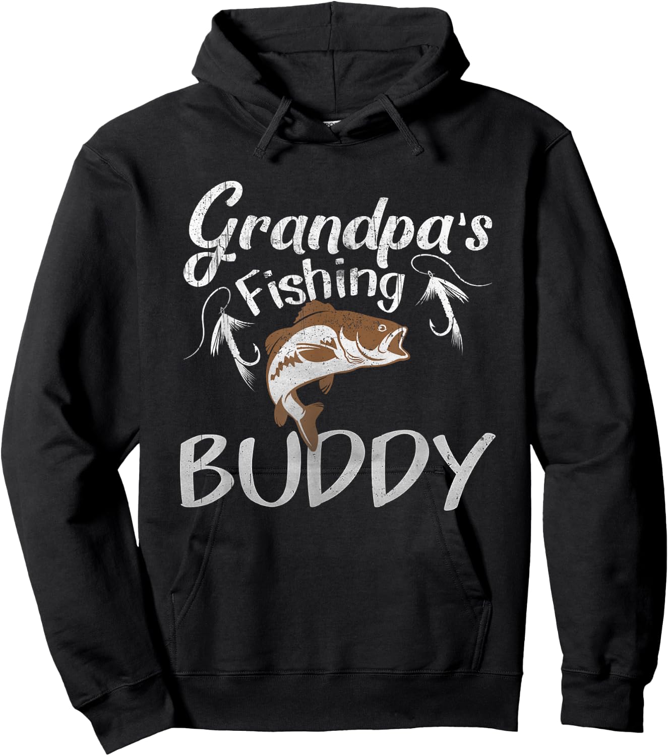 Grandpa's Fishing Buddy Grandson Granddaughter Hoodie - Hoodie | Black