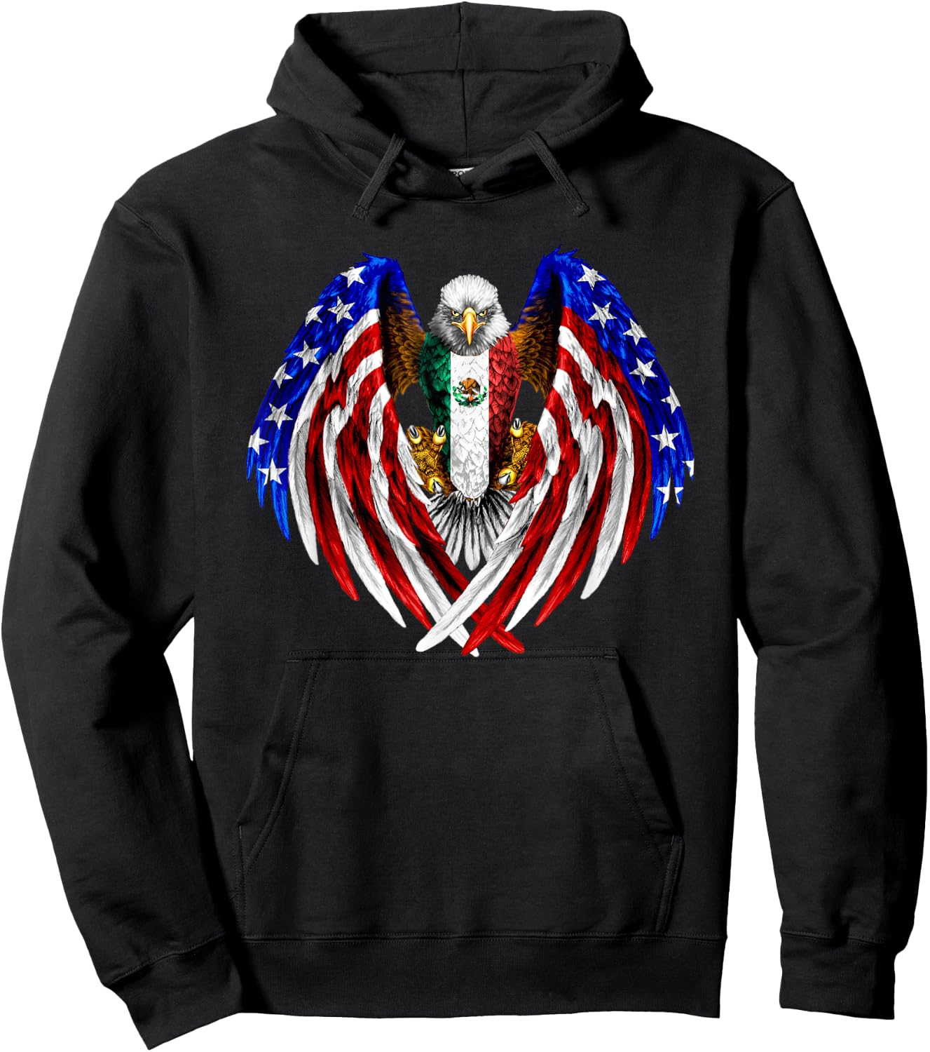 Mexican American Mexico USA Flag Eagle Hoodie - Hoodie | Black