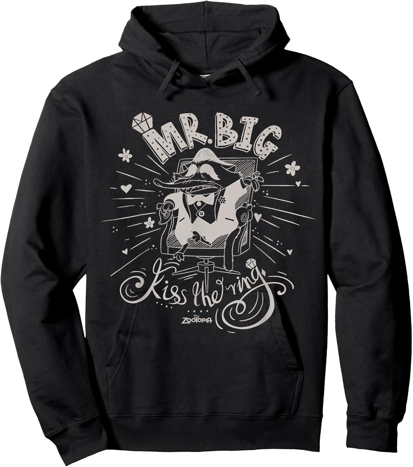 Disney Zootopia Mr. Big Kiss the Ring Illustrated Hoodie - Hoodie | Black