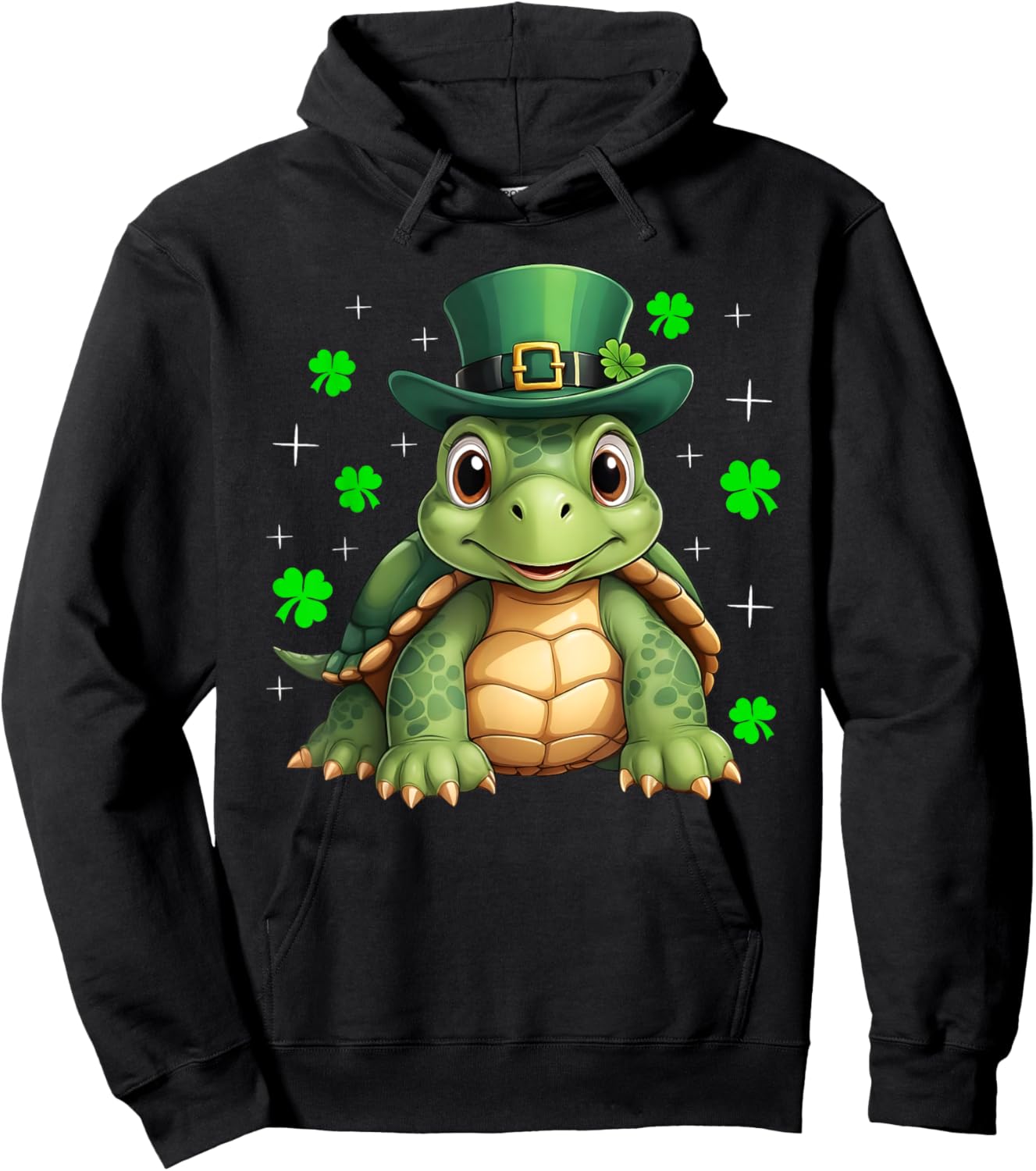 Irish Shamrock Leprechaun Hat Turtle St Patrick's Day Hoodie - Hoodie | Black