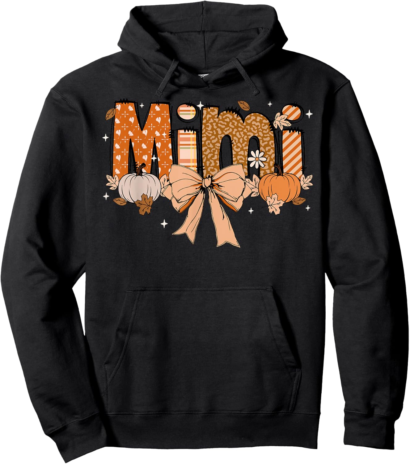 Mimi Pumpkin Fall Coquette Bow Thanksgiving Mom Women Hoodie - Hoodie | Black