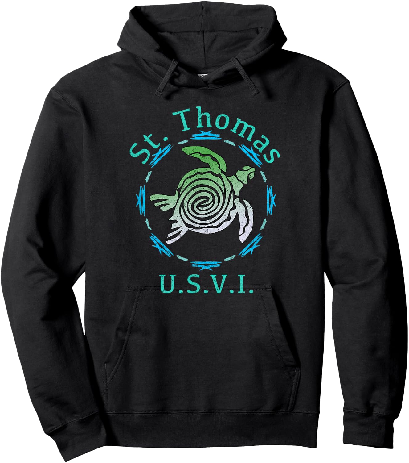 St. Thomas Vintage Tribal Turtle Hoodie - Hoodie | Black